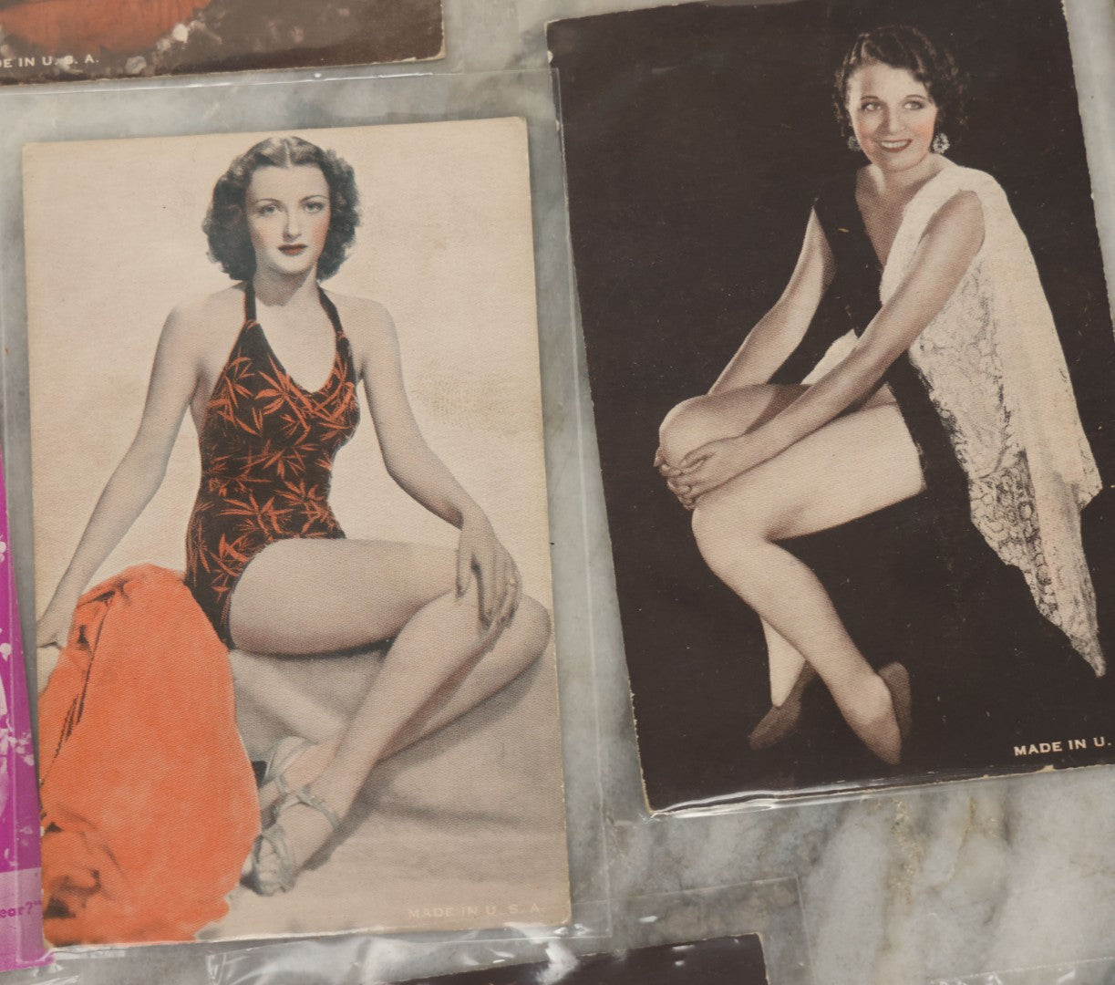 Lot 149 - Grouping Of Nineteen Vintage Risque And Semi Nude Women, Pin Up Arcade Cards, Pitch Cards, Postcard Sized