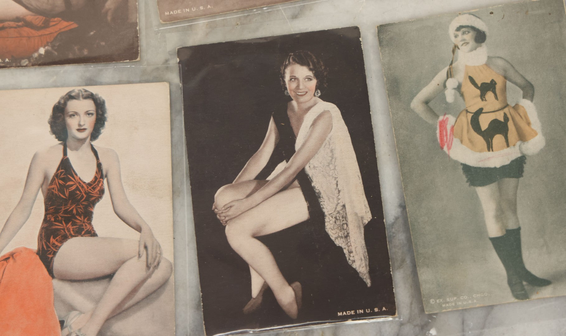 Lot 149 - Grouping Of Nineteen Vintage Risque And Semi Nude Women, Pin Up Arcade Cards, Pitch Cards, Postcard Sized
