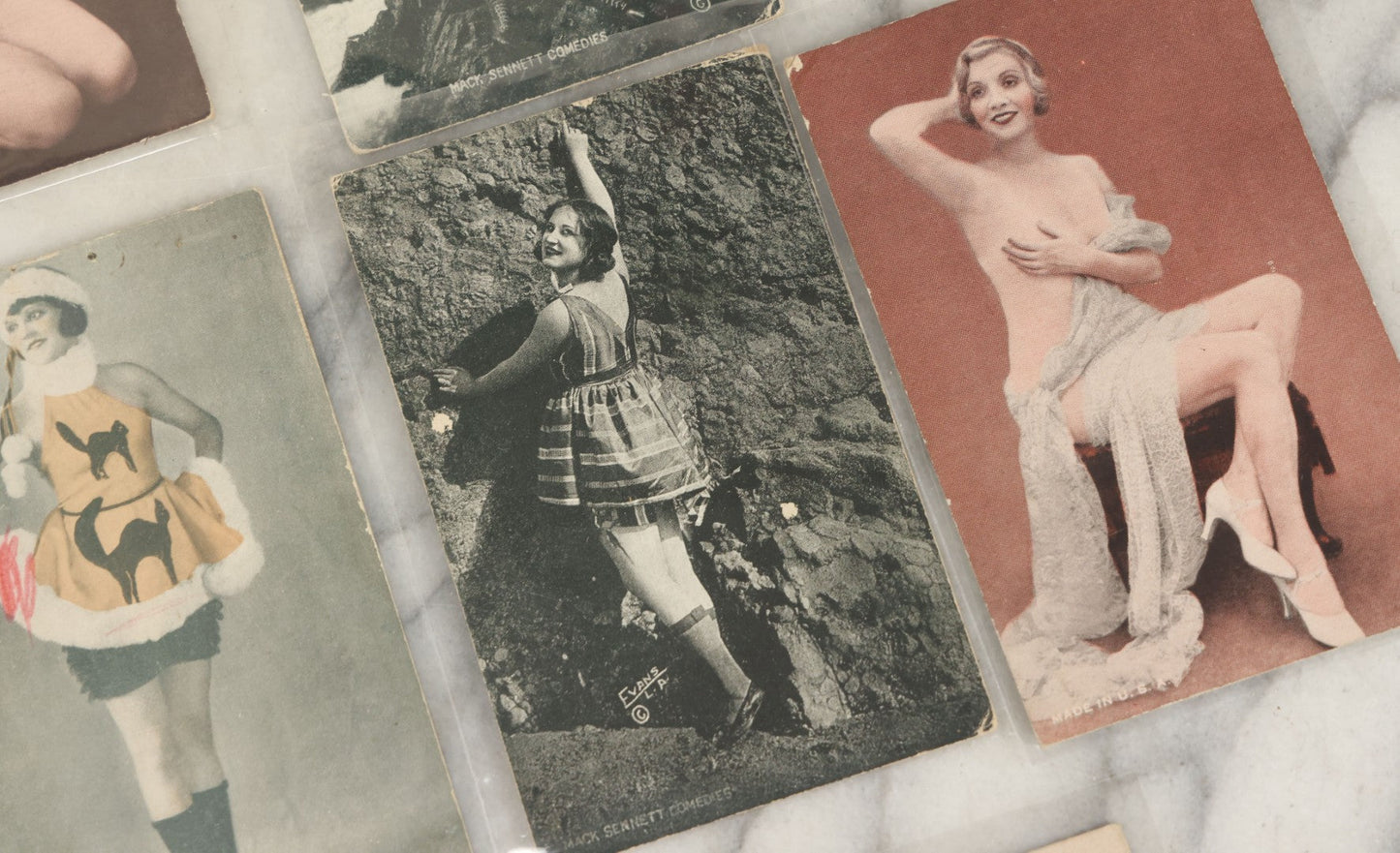 Lot 149 - Grouping Of Nineteen Vintage Risque And Semi Nude Women, Pin Up Arcade Cards, Pitch Cards, Postcard Sized