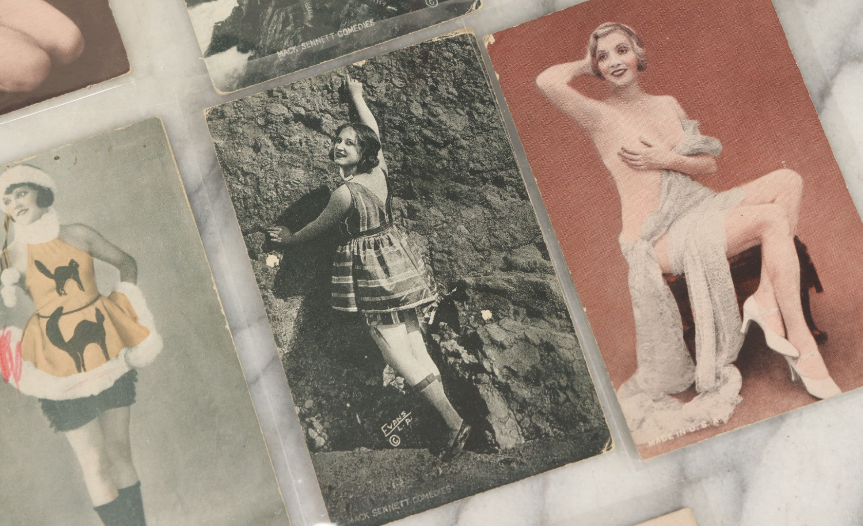 Lot 149 - Grouping Of Nineteen Vintage Risque And Semi Nude Women, Pin Up Arcade Cards, Pitch Cards, Postcard Sized