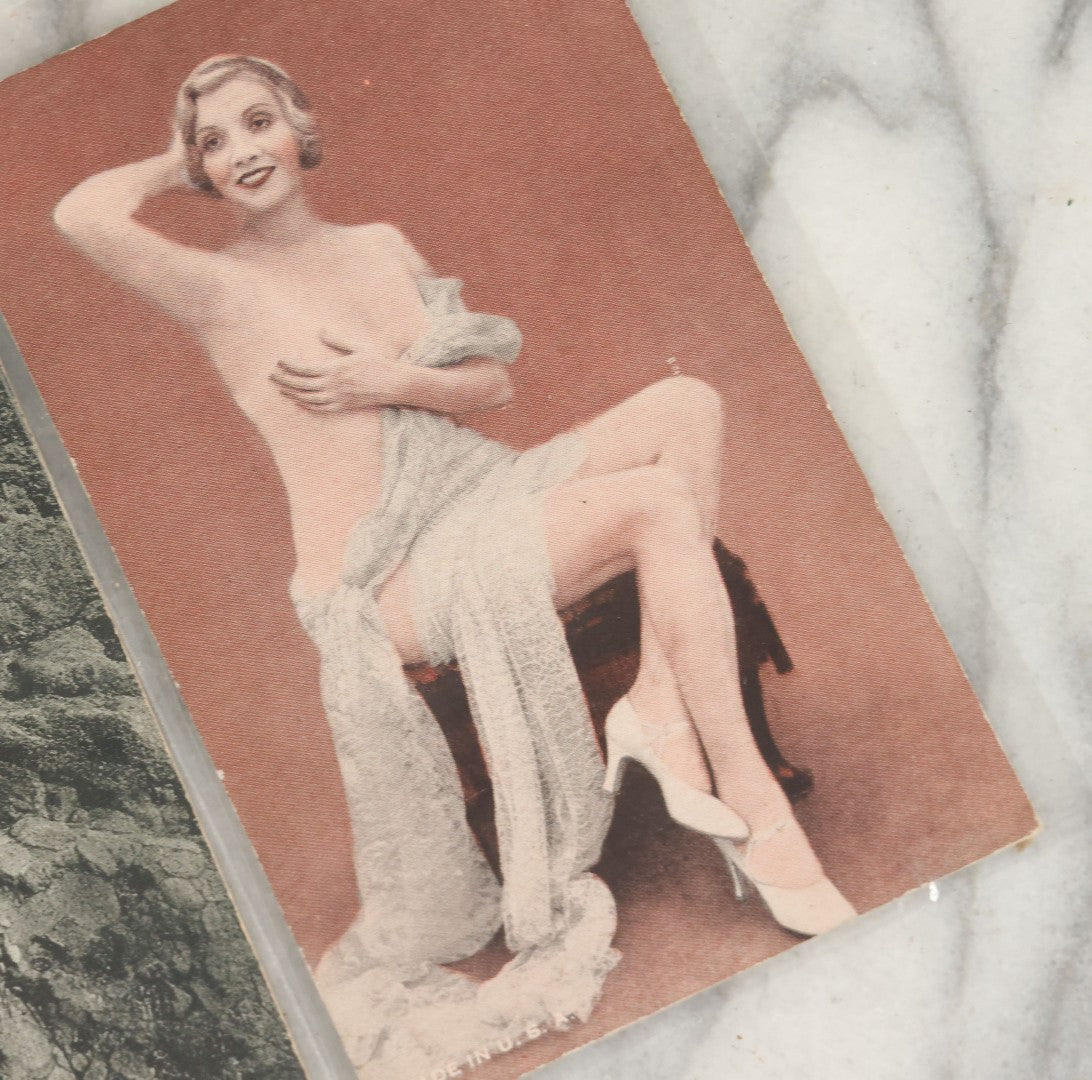 Lot 149 - Grouping Of Nineteen Vintage Risque And Semi Nude Women, Pin Up Arcade Cards, Pitch Cards, Postcard Sized
