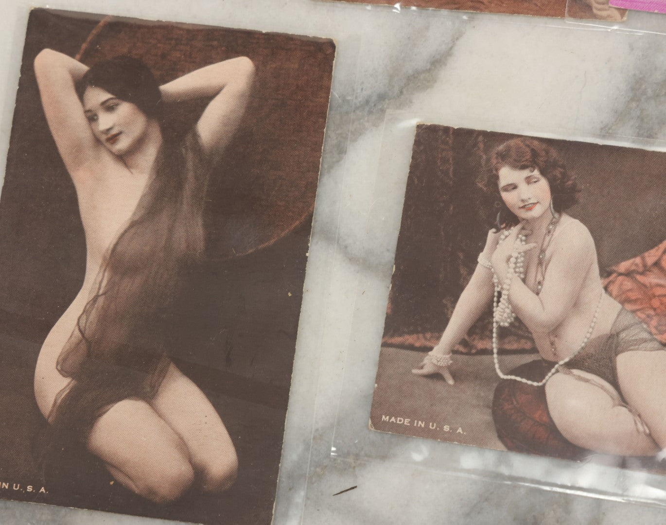 Lot 149 - Grouping Of Nineteen Vintage Risque And Semi Nude Women, Pin Up Arcade Cards, Pitch Cards, Postcard Sized