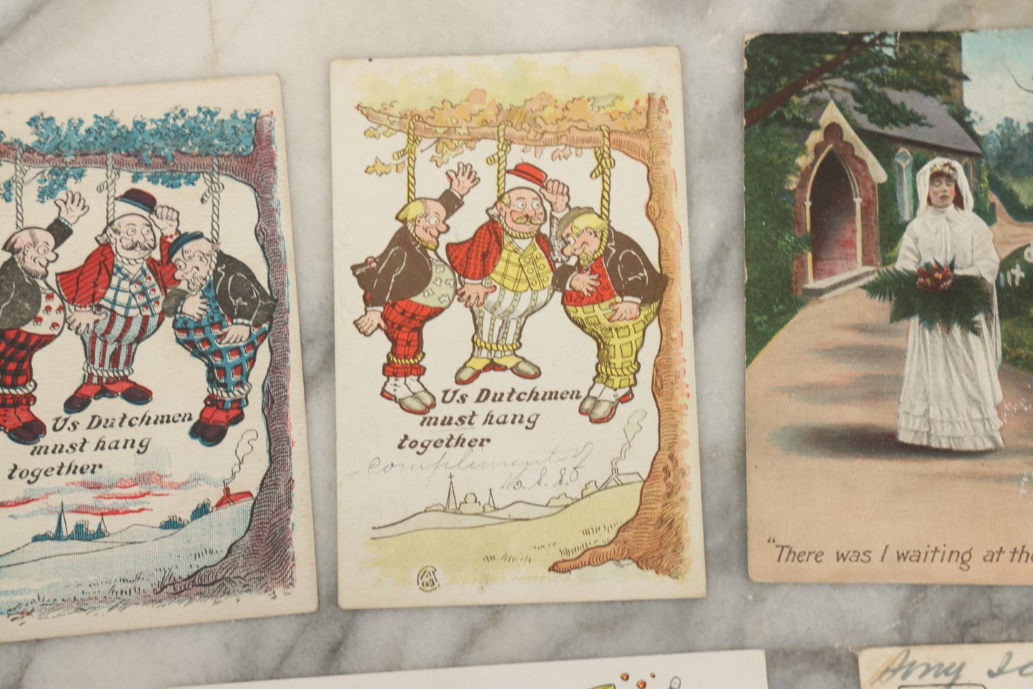 Lot 150 - Grouping Of Thirteen Antique And Vintage Death And Funeral Related Postcards, Including "The Graveyard Is So Too Lonesome, Give Me My Flowers Now"