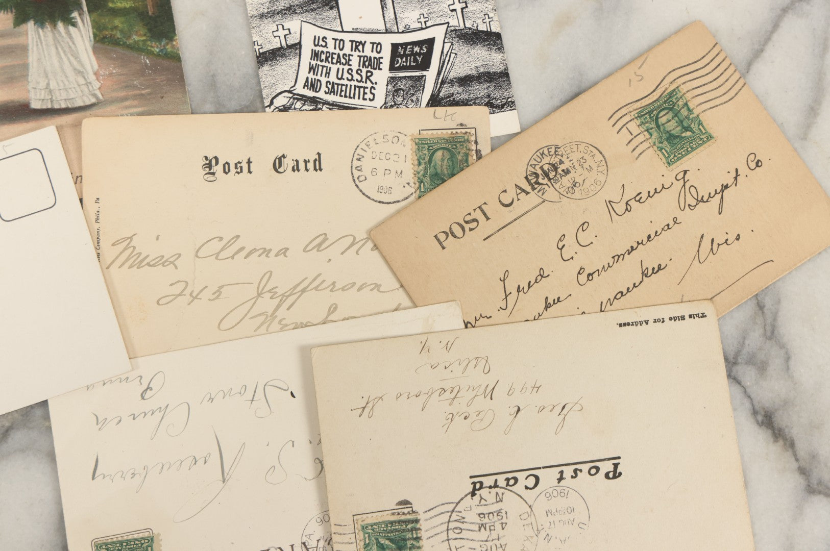 Lot 150 - Grouping Of Thirteen Antique And Vintage Death And Funeral Related Postcards, Including "The Graveyard Is So Too Lonesome, Give Me My Flowers Now"