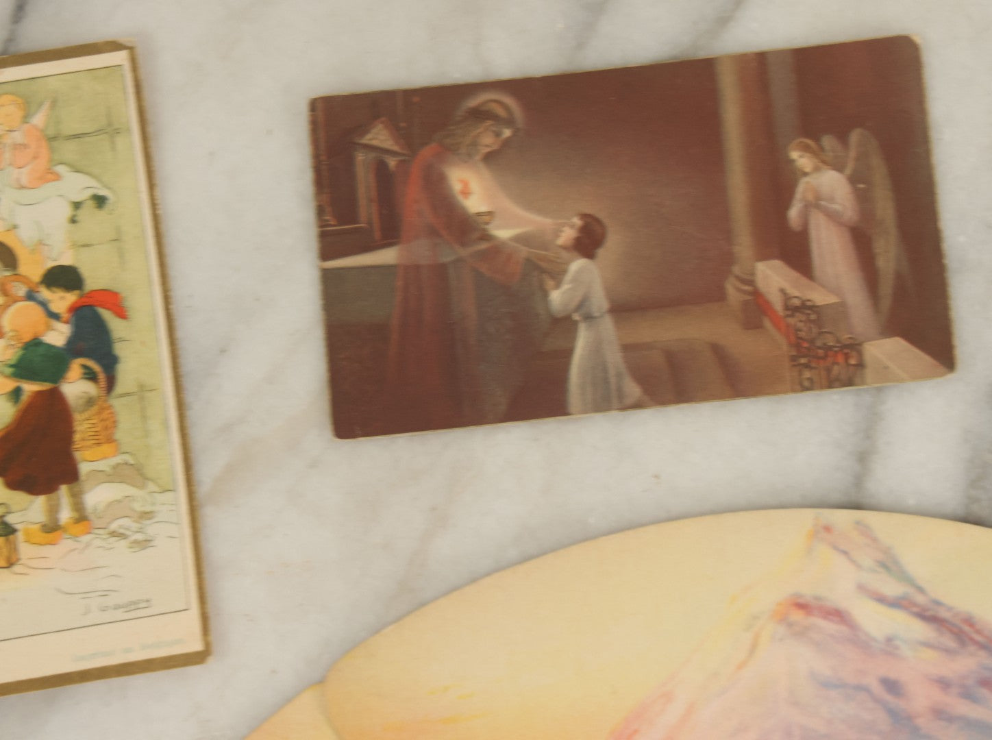 Lot 151 - Grouping Of Twelve Pieces Of Ephemera Including Religious Prayer And Funeral Cards And An Advertising Paper Fan For Burk Funeral Home, Northumberland, Pennsylvania
