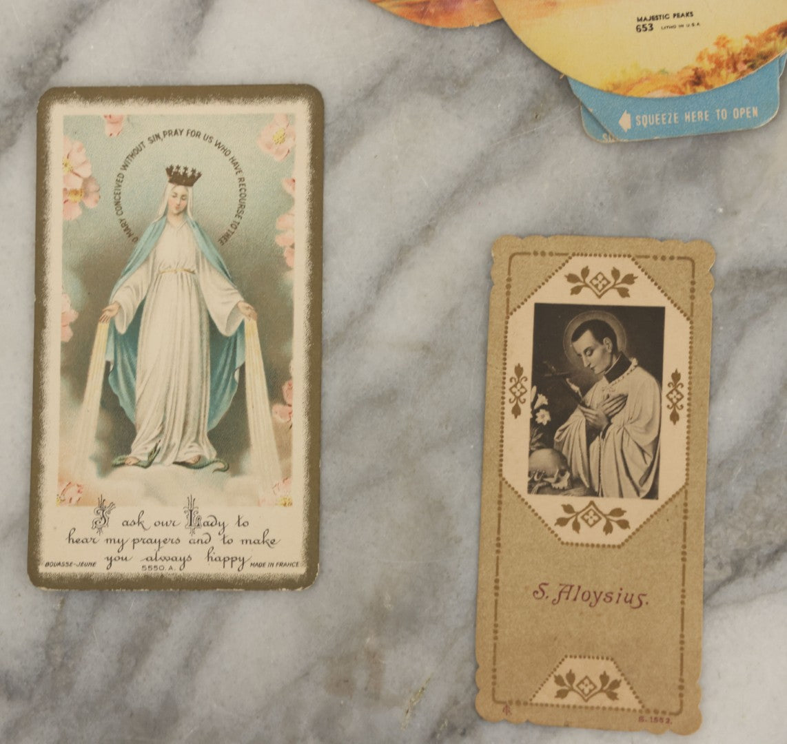 Lot 151 - Grouping Of Twelve Pieces Of Ephemera Including Religious Prayer And Funeral Cards And An Advertising Paper Fan For Burk Funeral Home, Northumberland, Pennsylvania