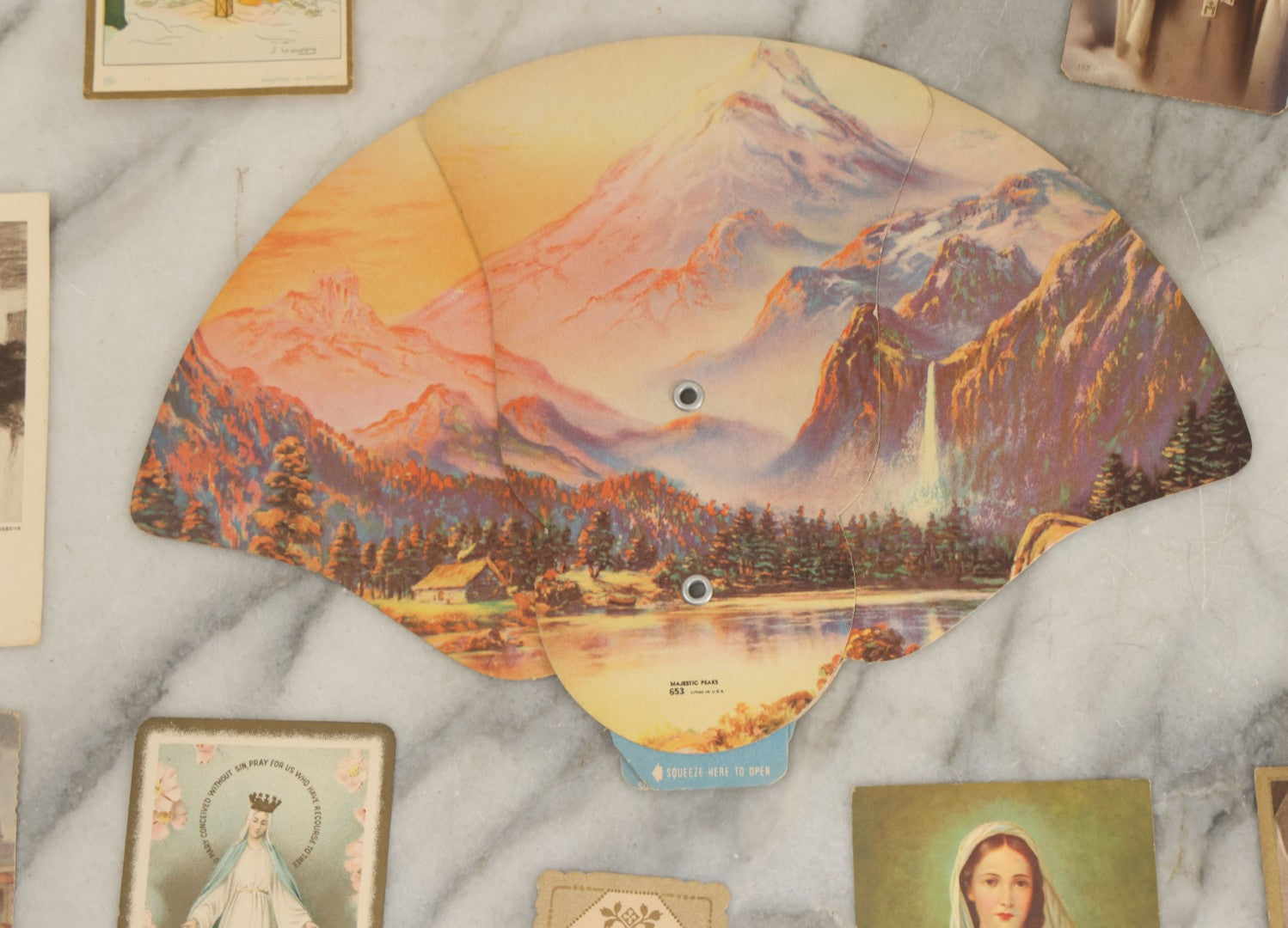 Lot 151 - Grouping Of Twelve Pieces Of Ephemera Including Religious Prayer And Funeral Cards And An Advertising Paper Fan For Burk Funeral Home, Northumberland, Pennsylvania
