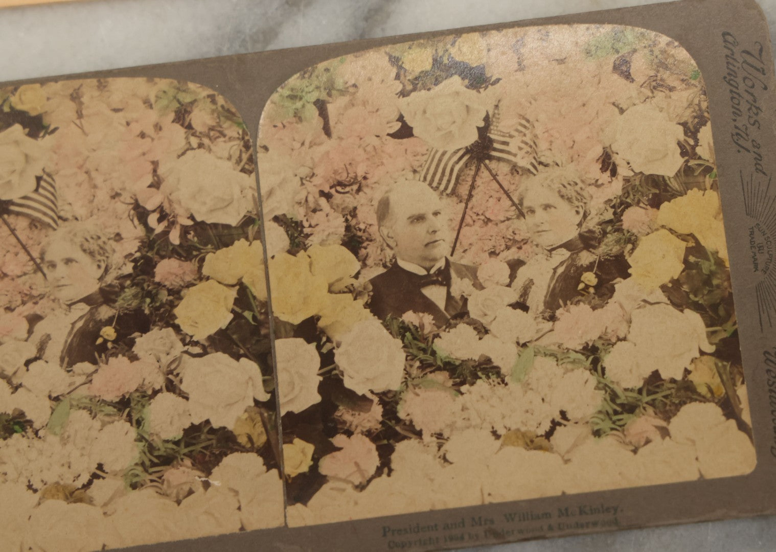 Lot 152 - Grouping Of Four Antique Stereo Cards Including Kitten Tired Of Play, Funeral Flowers, President Mckinley, Etc