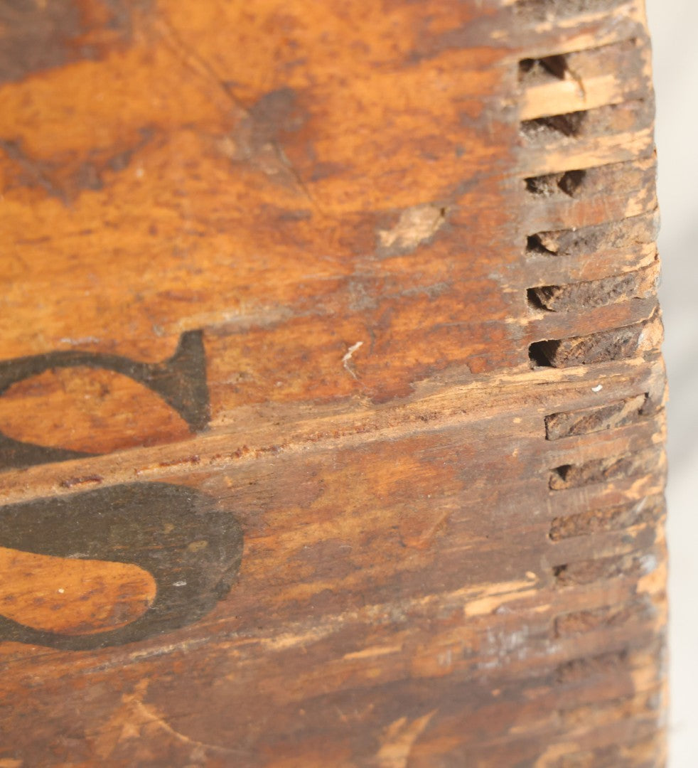 Lot 011 - Vintage Fiske Doughnuts Wooden Advertising Crate With Lift-Top Lid, Debossed Stenciled Lettering On Both Sides