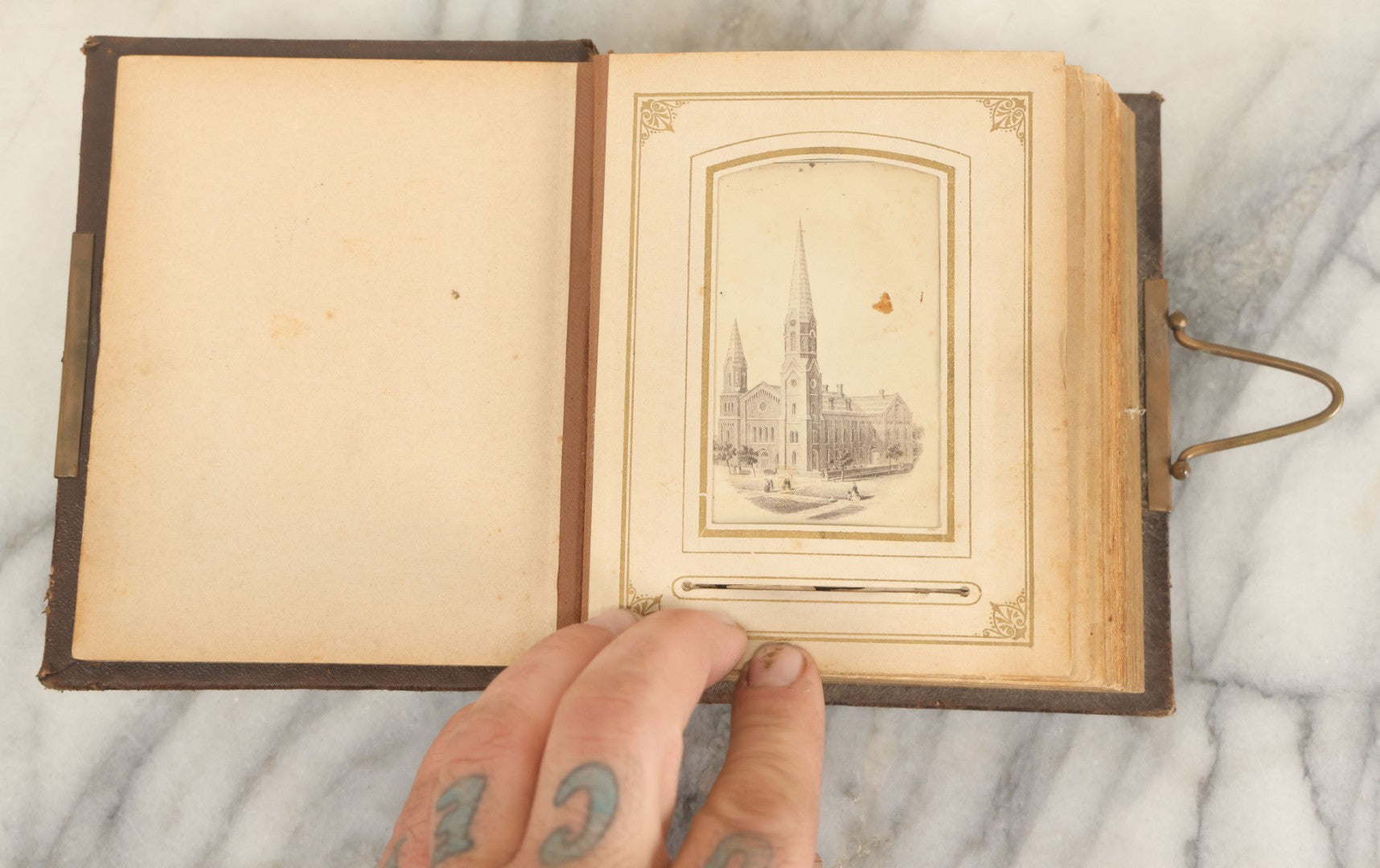 Lot 159 - Antique Victorian Photo Album With 25 Carte De Visite C.D.V. Photographs Including Young Girl On First Communion, Man In Top Hat, Note Spine Covering Loose