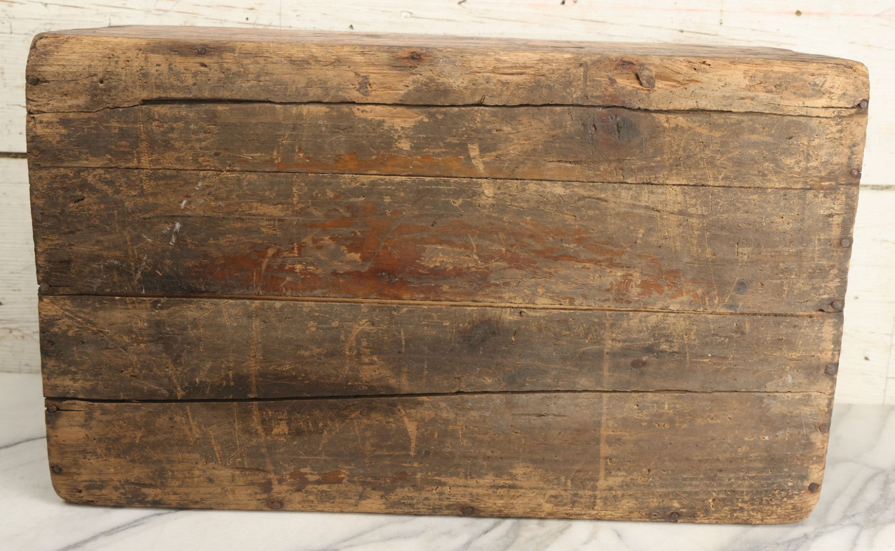 Lot 011 - Vintage Fiske Doughnuts Wooden Advertising Crate With Lift-Top Lid, Debossed Stenciled Lettering On Both Sides