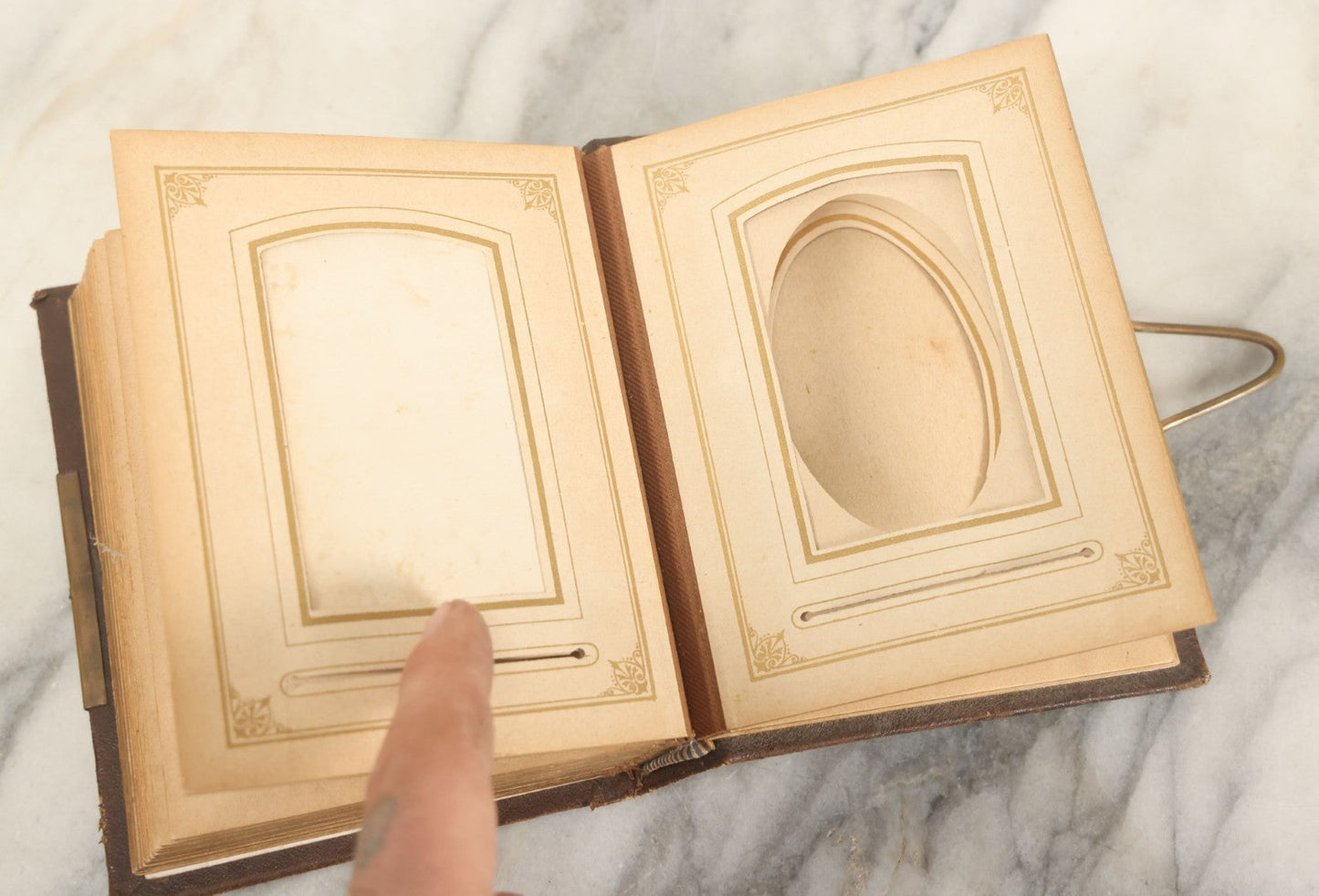 Lot 159 - Antique Victorian Photo Album With 25 Carte De Visite C.D.V. Photographs Including Young Girl On First Communion, Man In Top Hat, Note Spine Covering Loose