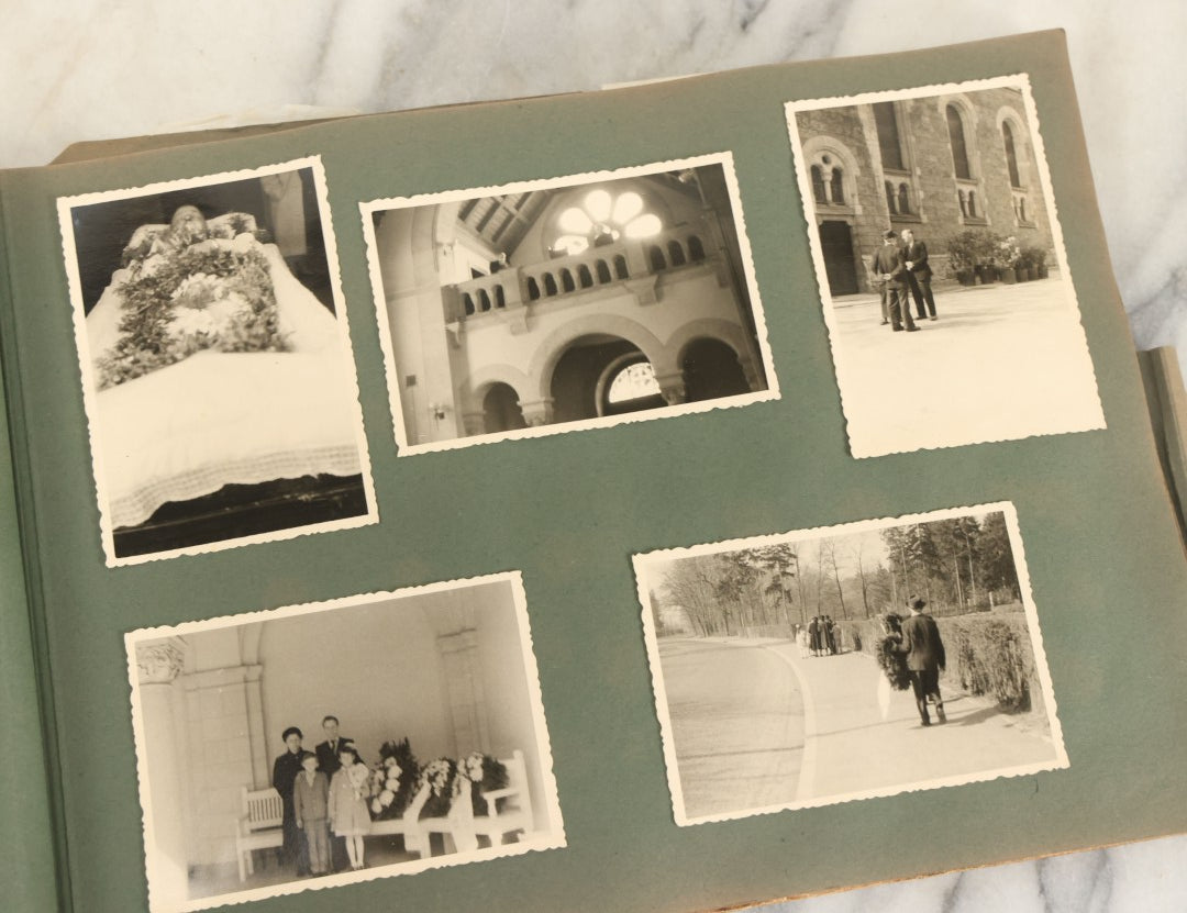 Lot 161 - Vintage Snapshot Photo Album Including Many Photos Of A Funeral, Casket, Etc., Note Many Photos Removed, Cut Out