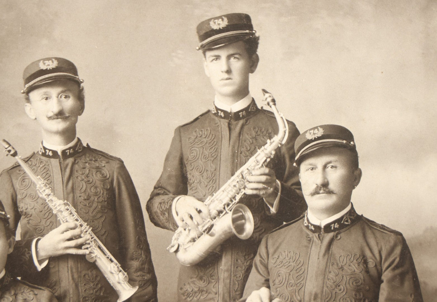 Lot 163 - Antique Boarded Photograph Of The 75th Regiment Band, Saxophone Quartet, With Identifications On Verso