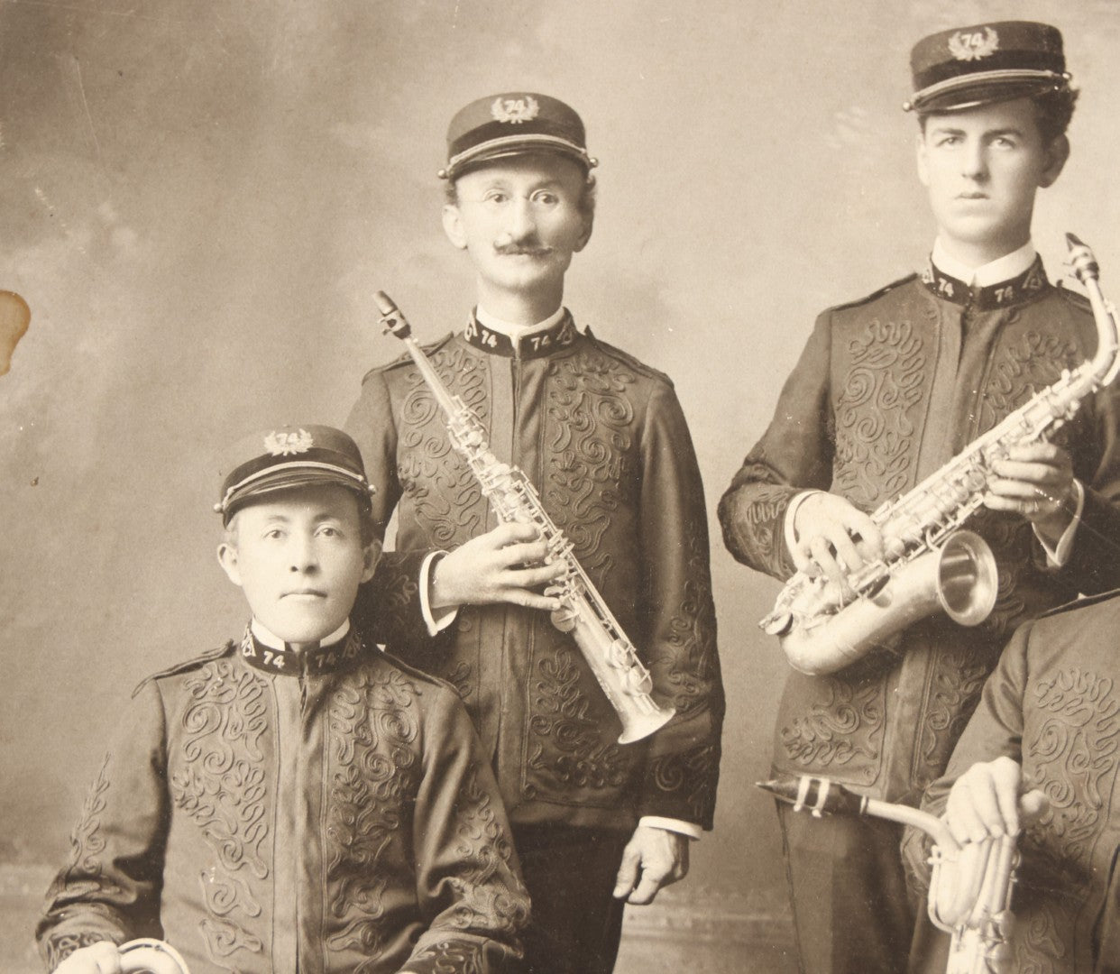 Lot 163 - Antique Boarded Photograph Of The 75th Regiment Band, Saxophone Quartet, With Identifications On Verso