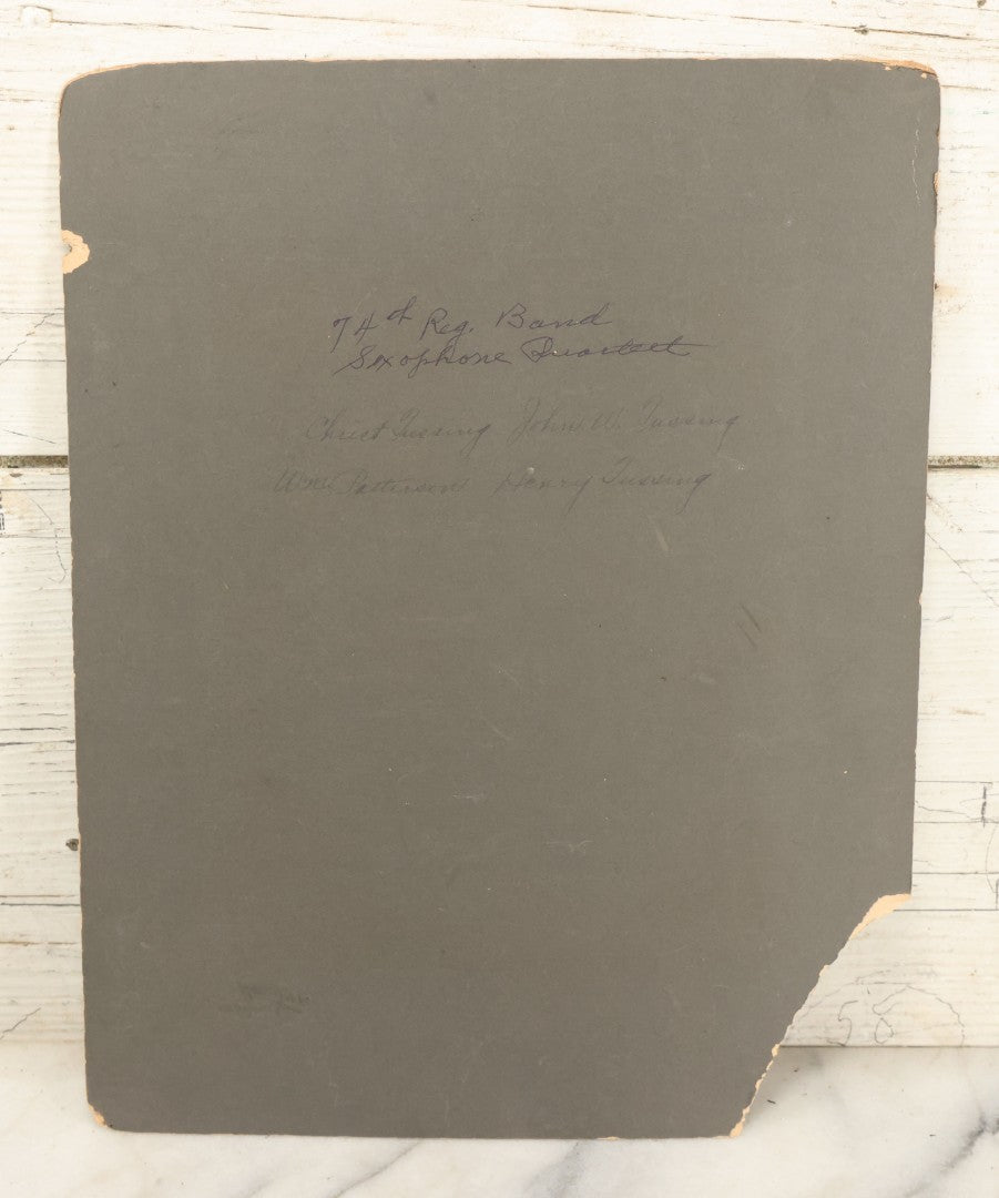 Lot 163 - Antique Boarded Photograph Of The 75th Regiment Band, Saxophone Quartet, With Identifications On Verso