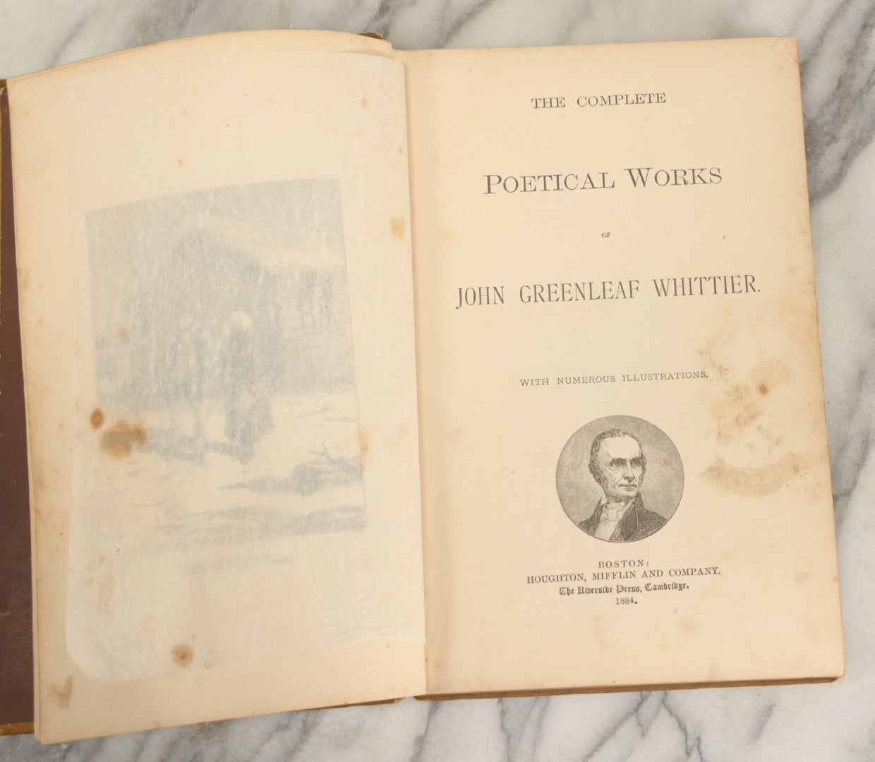 Lot 169 - "The Complete Poetical Works Of John Greenleaf Whittier" Antique Poetry Book With Numerous Illustrations, Houghton, Mifflin, And Company, Boston, And The Riverside Press, Cambridge, Massachusetts, 1884