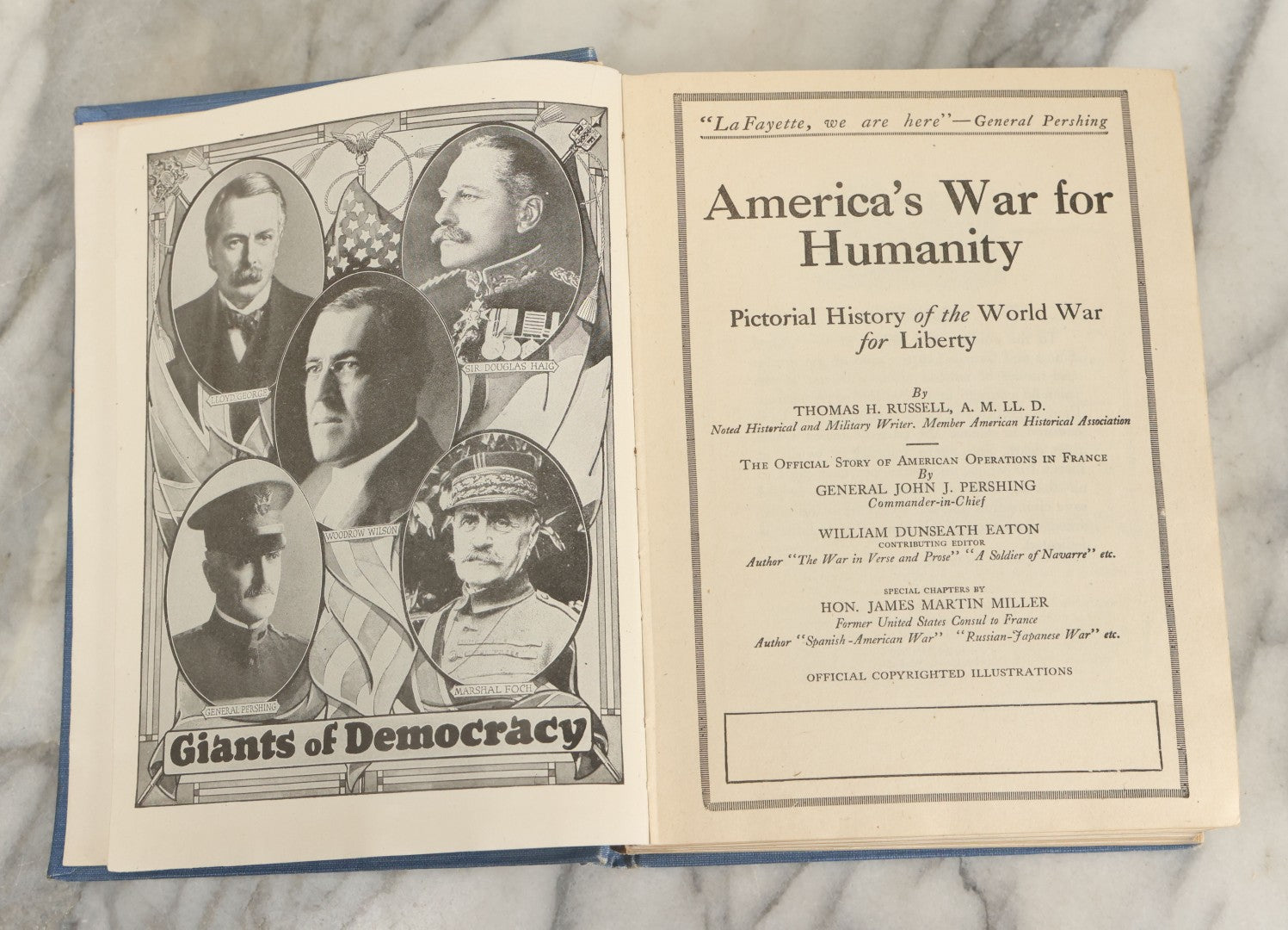 Lot 171 - "America's War For Humanity: A Pictorial History Of The World War For Liberty, Victory Edition" Antique World War One Book By Thomas H. Russell, Copyright 1919
