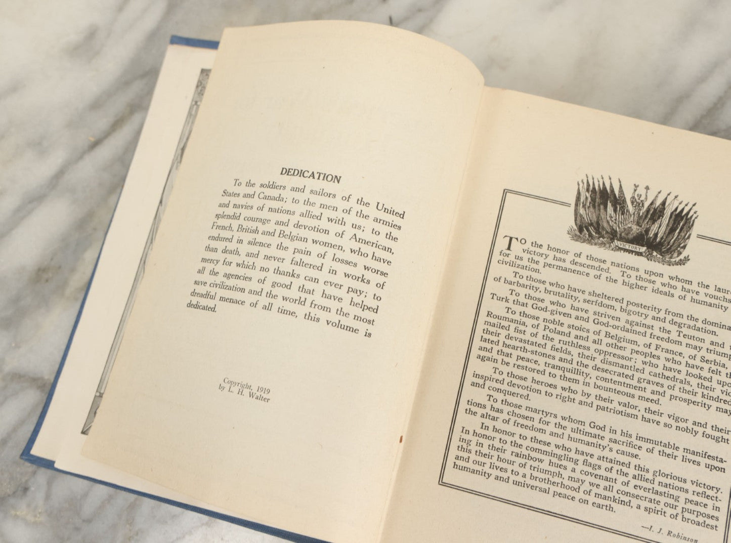 Lot 171 - "America's War For Humanity: A Pictorial History Of The World War For Liberty, Victory Edition" Antique World War One Book By Thomas H. Russell, Copyright 1919