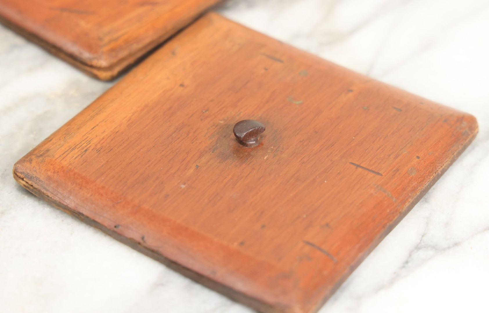 Lot 013 - Antique Wooden Tea Caddy With Intricate Star Inlaid Design, Lift Top Lid, Two Interior Lids