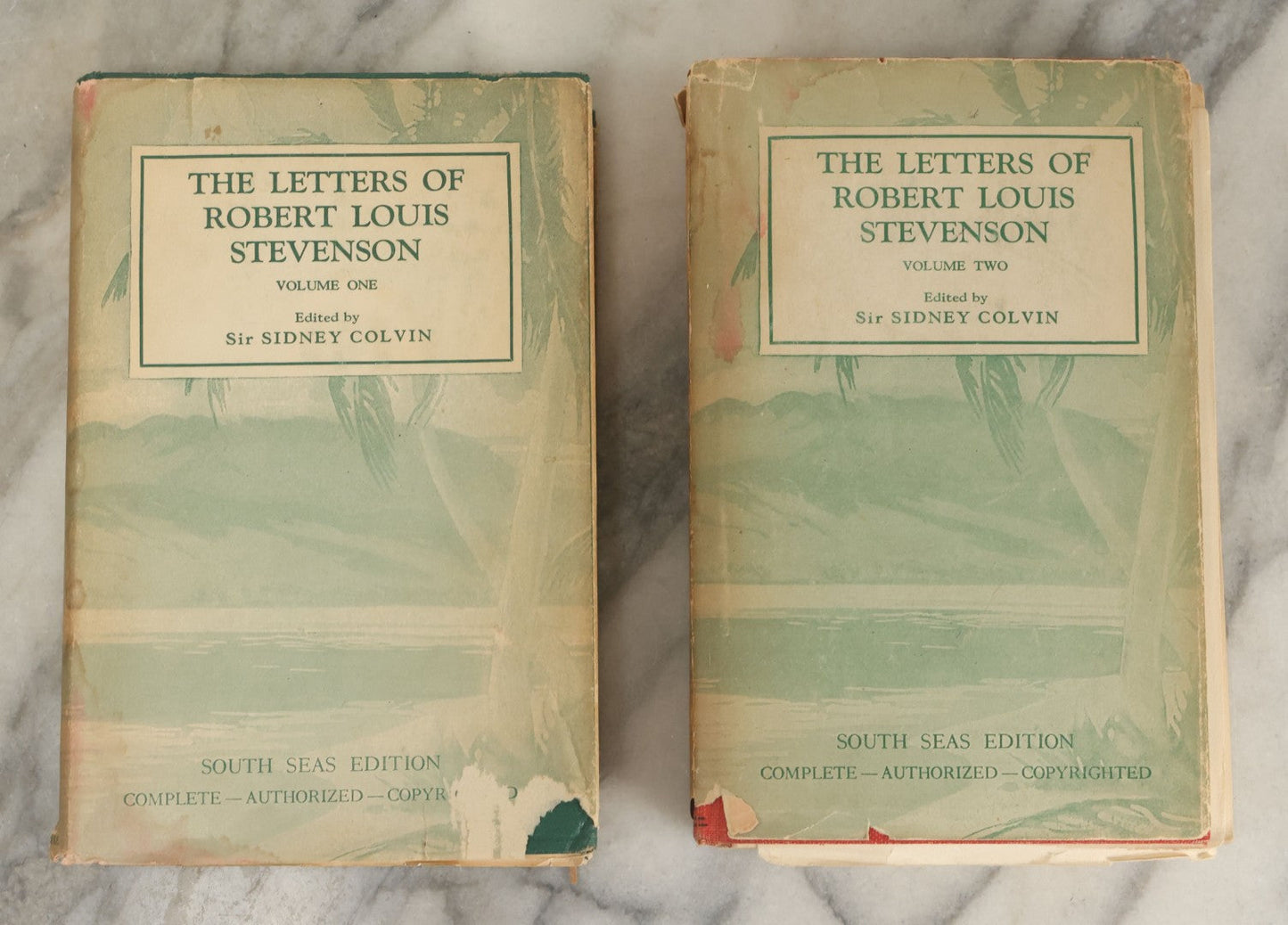 Lot 172 - "The Letters Of Robert Louis Stevenson" Antique Two Volume Book Set Edited By Sir Sidney Colvin, Charles Scribner's Sons, Publishers, New York, 1925