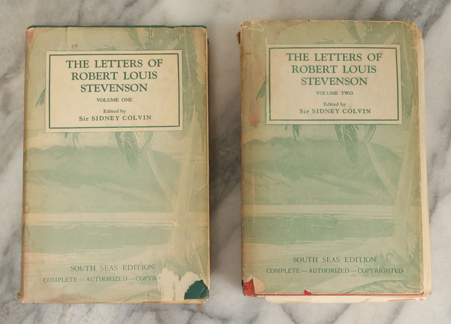 Lot 172 - "The Letters Of Robert Louis Stevenson" Antique Two Volume Book Set Edited By Sir Sidney Colvin, Charles Scribner's Sons, Publishers, New York, 1925