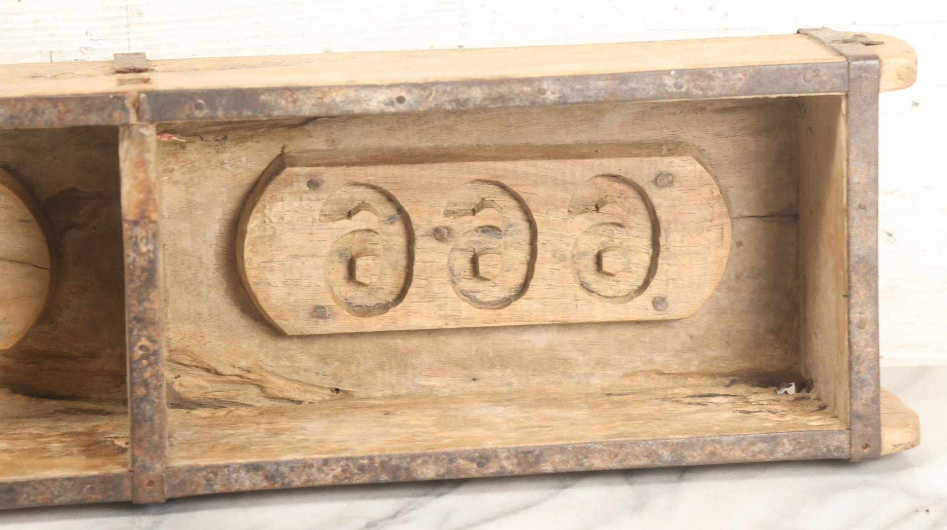 Lot 015 - Antique Wooden Double Brick "666" Mold Form 