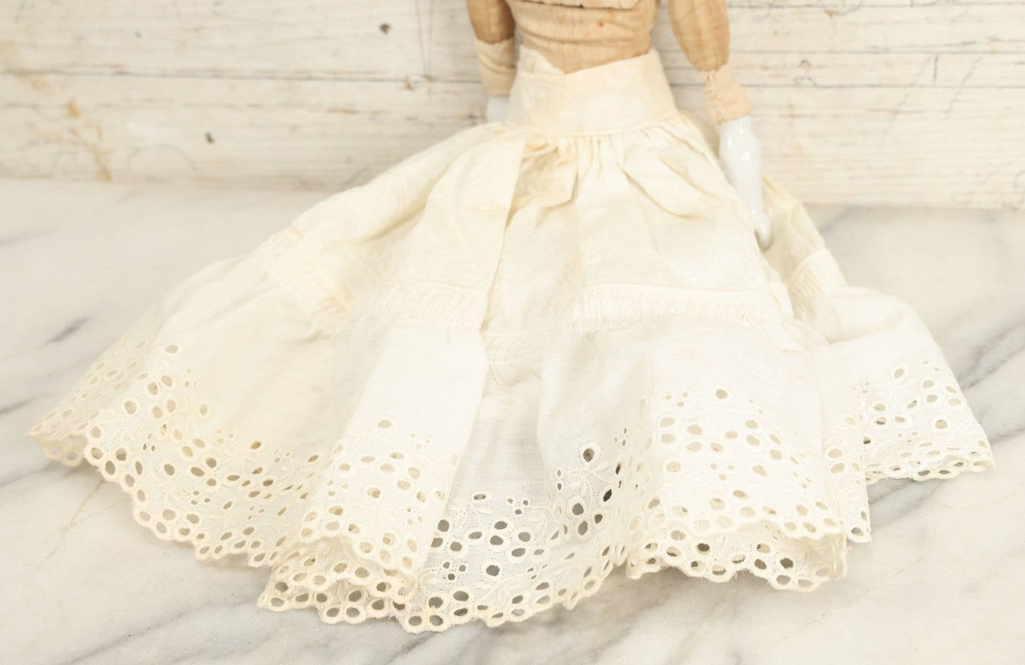 Lot 016 - Antique China Head Porcelain Doll With Half Porcelain Arms And Legs, 16" Tall