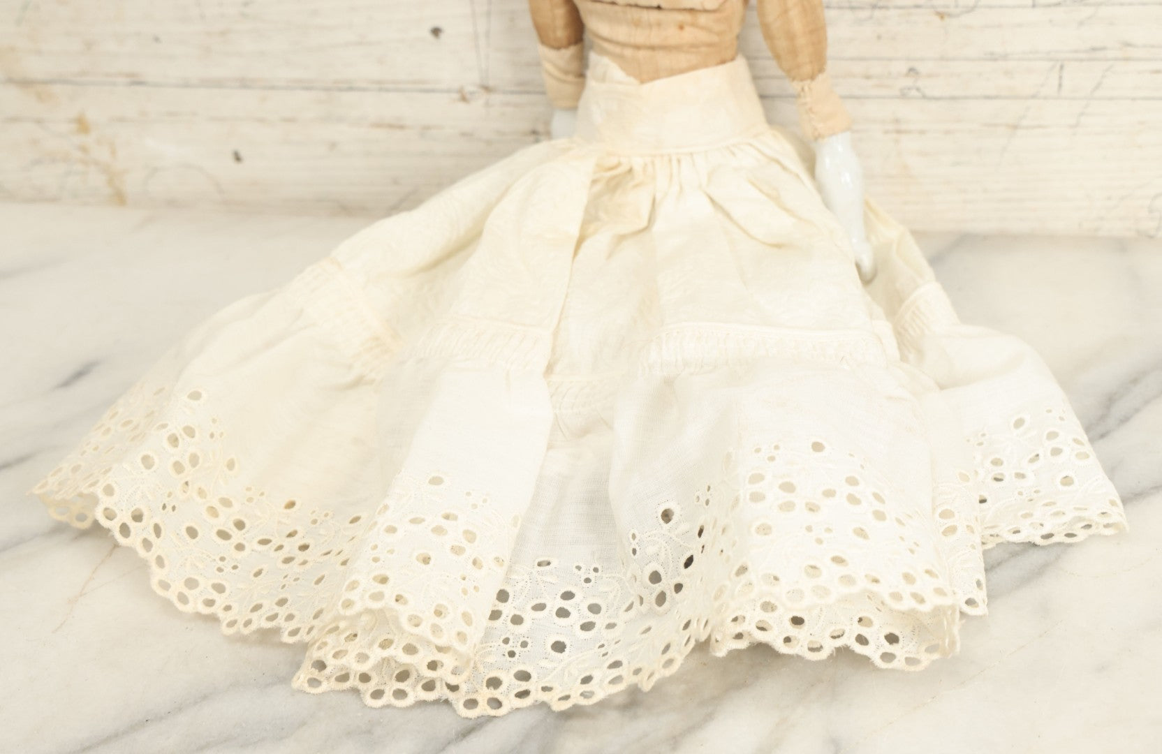 Lot 016 - Antique China Head Porcelain Doll With Half Porcelain Arms And Legs, 16" Tall