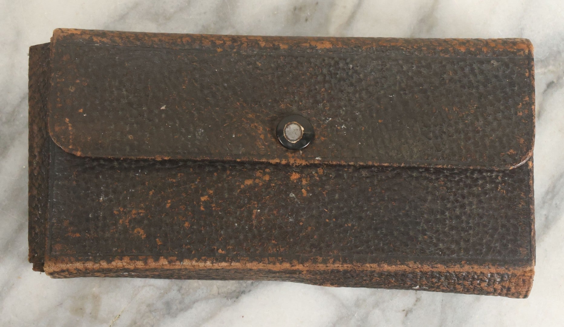 Lot 018 - Antique Sharp & Smith Surgical Instruments Kit In Fold Up Leather Case, 14 Pieces, As Found