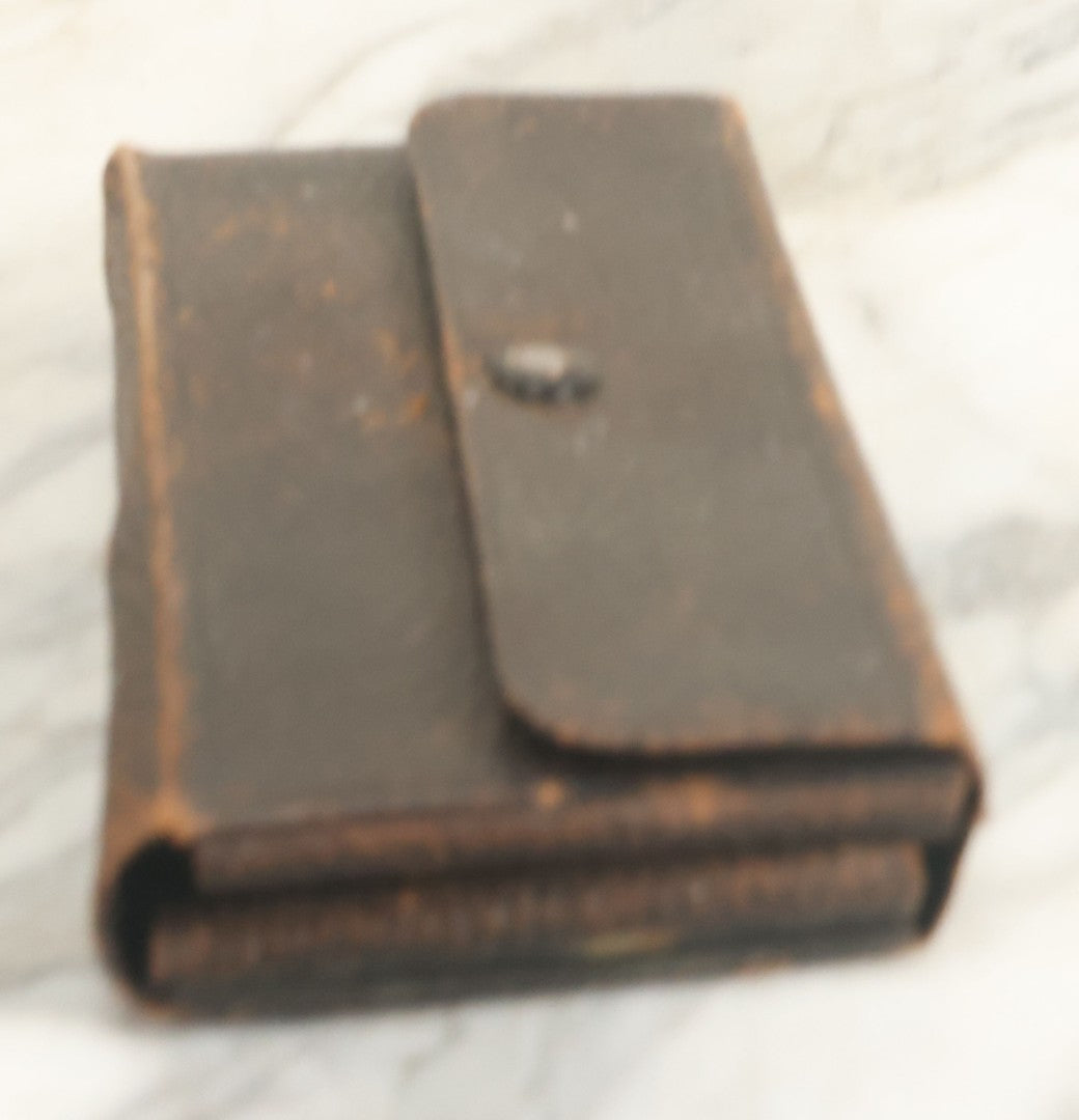 Lot 018 - Antique Sharp & Smith Surgical Instruments Kit In Fold Up Leather Case, 14 Pieces, As Found