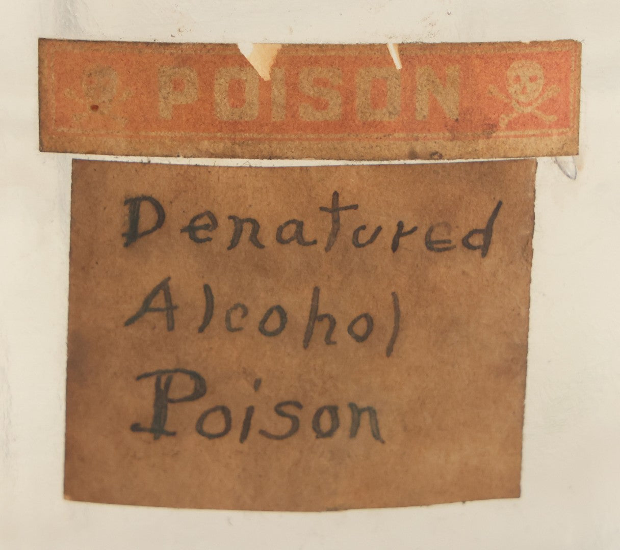 Lot 028 - Antique Glass Pharmacy Bottle From C.H. & J, Price, Pharmacists, Salem, Massachusetts, With Handwritten "Denatured Alcohol Poison" Label And Red Poison Label With Skull And Crossbones, Full Quart Size
