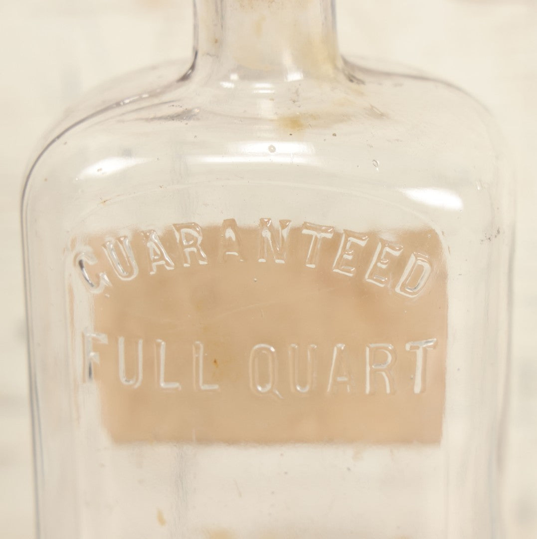 Lot 028 - Antique Glass Pharmacy Bottle From C.H. & J, Price, Pharmacists, Salem, Massachusetts, With Handwritten "Denatured Alcohol Poison" Label And Red Poison Label With Skull And Crossbones, Full Quart Size