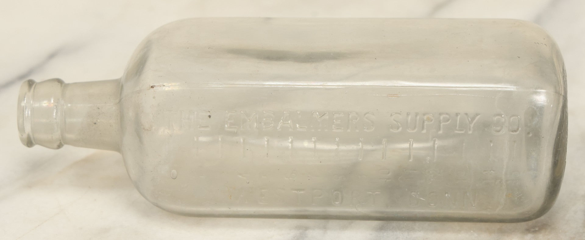 Lot 029 - Antique Embalming Fluid Bottle From The Embalmer's Supply Co., Westport, Connecticut