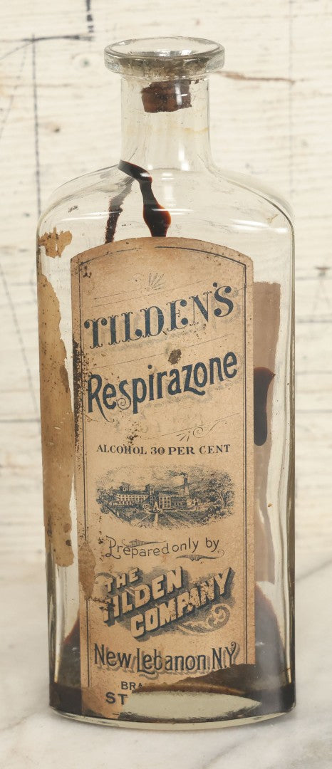Lot 033 - Antique Tilden's Respirazone Pharmacy Bottle Prepared By The Tilden Company, New Lebanon, New York
