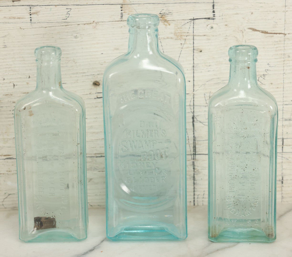 Lot 035 - Grouping Of Three Dr. Kilmer's Swamp-Root Kidney, Liver, & Bladder Remedy Glass Bottles, Binghamton, New York