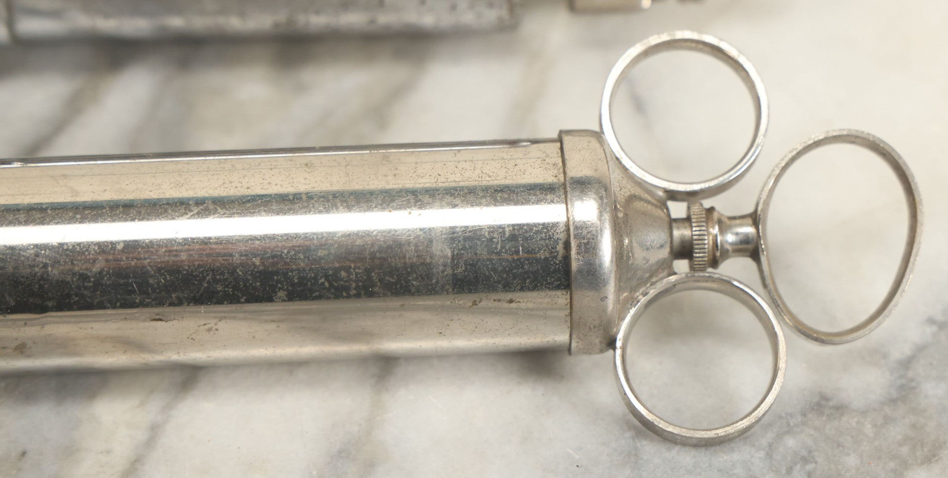 Lot 038 - Pair Of Antique Metal Syringes Including Empire By Becton, Dickinson, & Co., Rutherford, New Jersey