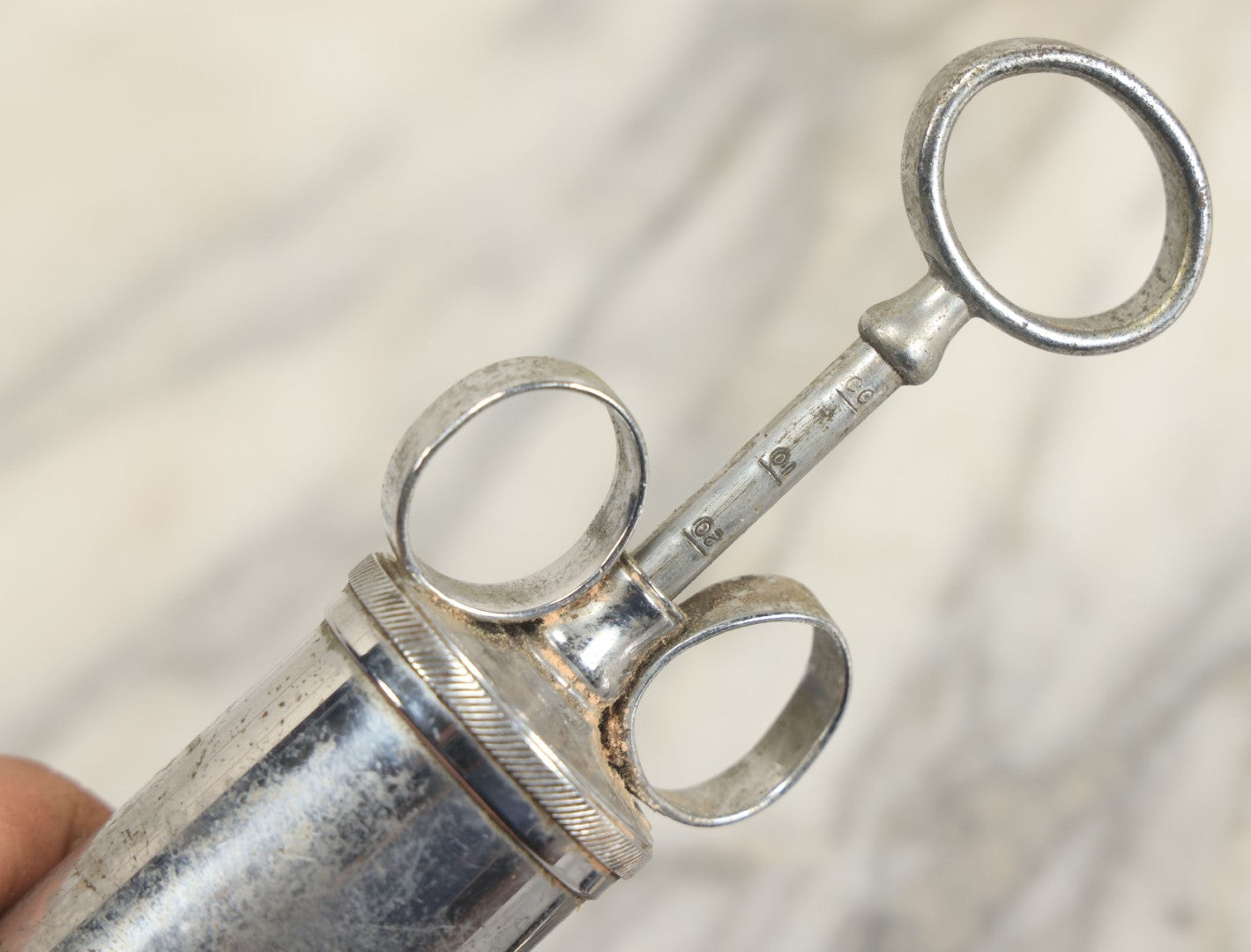 Lot 038 - Pair Of Antique Metal Syringes Including Empire By Becton, Dickinson, & Co., Rutherford, New Jersey