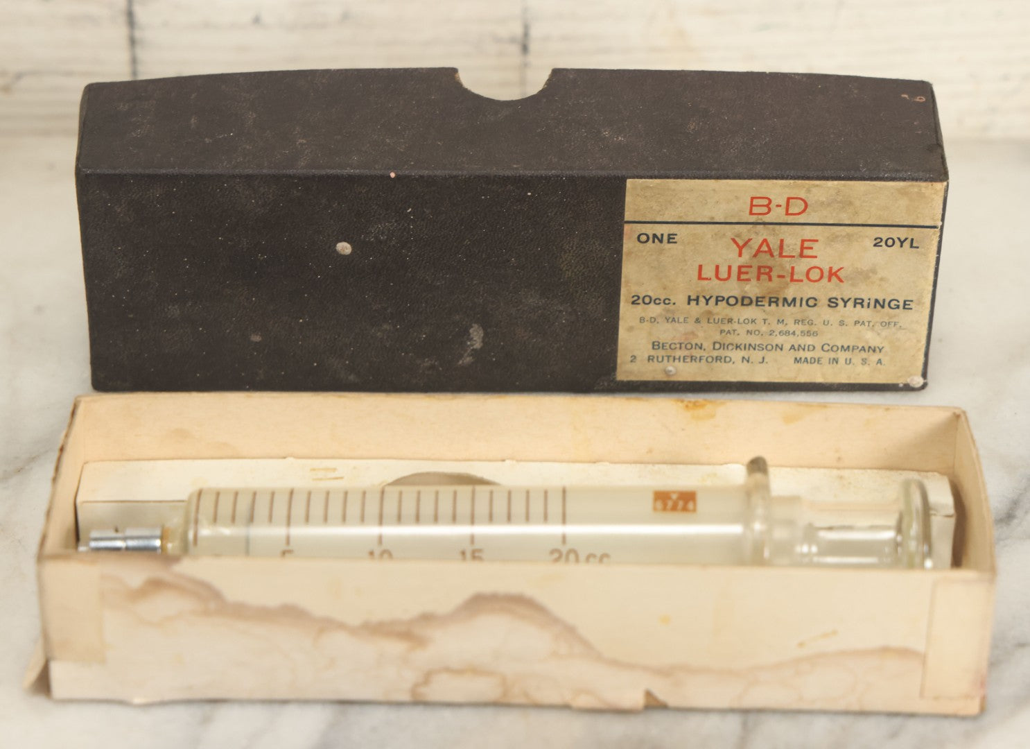 Lot 039 - Vintage B.D. Yale Luer-Lok 20Cc Hypodermic Syringe In Original Box, Becton, Dickinson, And Company, Rutherford, New Jersey
