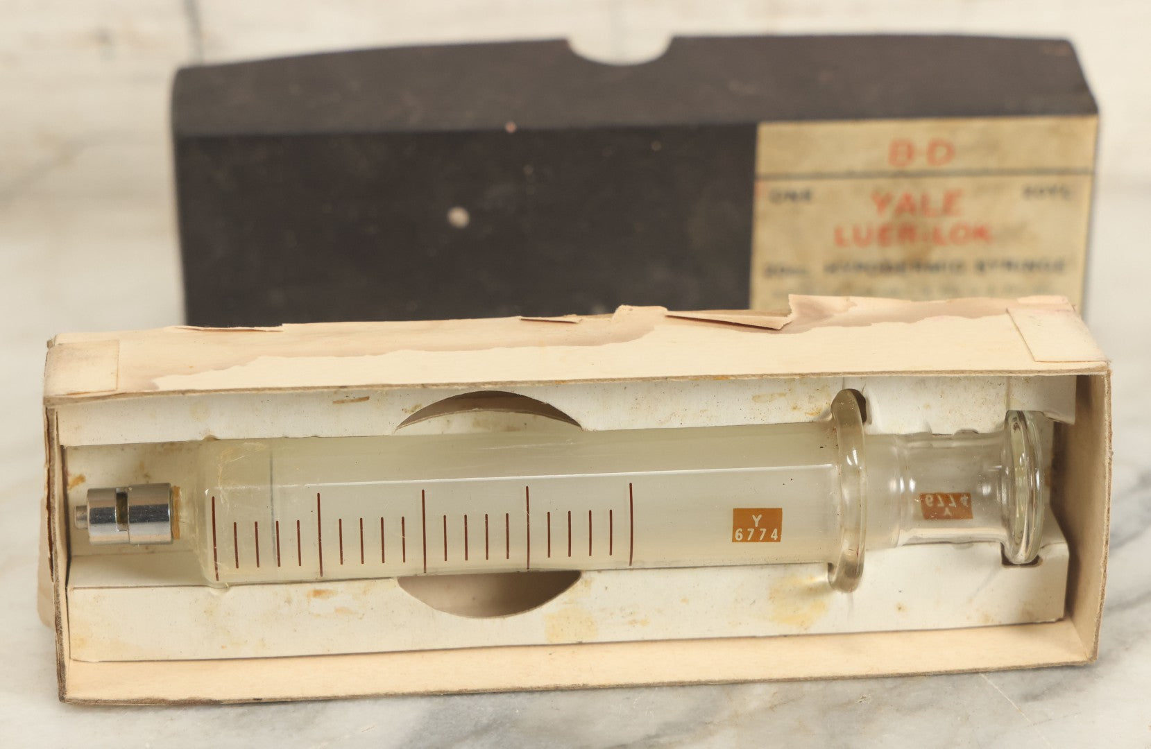 Lot 039 - Vintage B.D. Yale Luer-Lok 20Cc Hypodermic Syringe In Original Box, Becton, Dickinson, And Company, Rutherford, New Jersey