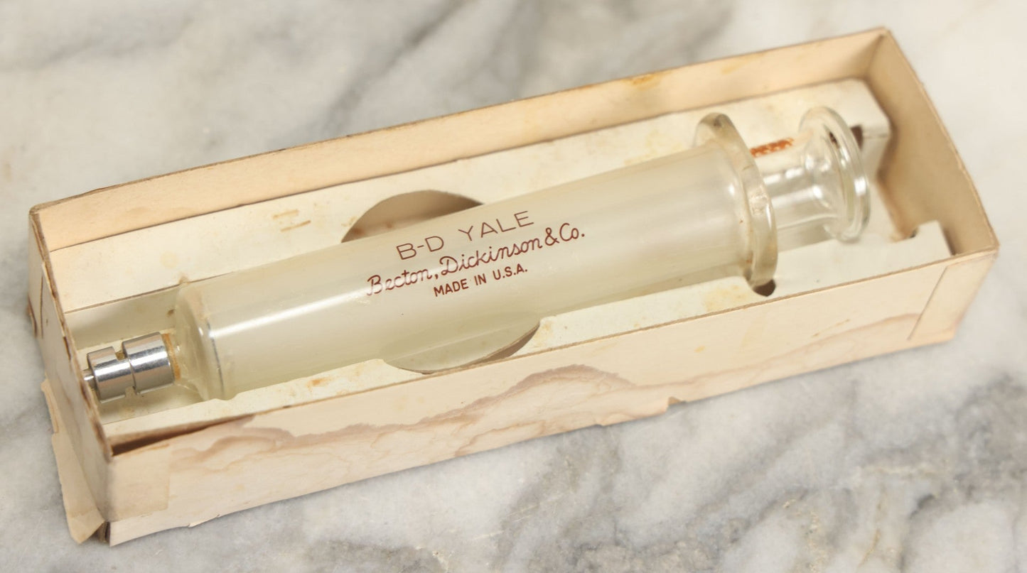 Lot 039 - Vintage B.D. Yale Luer-Lok 20Cc Hypodermic Syringe In Original Box, Becton, Dickinson, And Company, Rutherford, New Jersey
