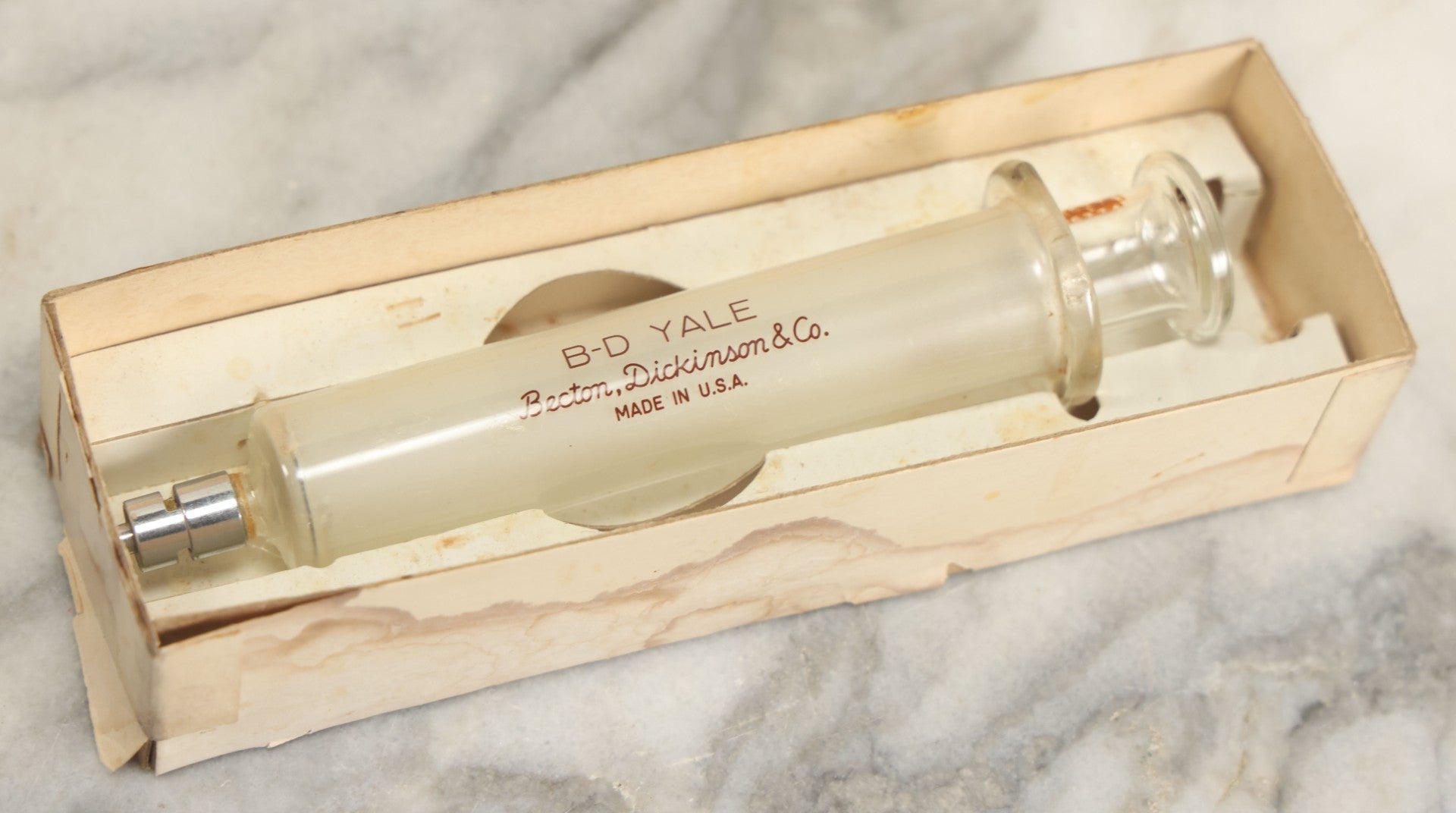 Lot 039 - Vintage B.D. Yale Luer-Lok 20Cc Hypodermic Syringe In Original Box, Becton, Dickinson, And Company, Rutherford, New Jersey