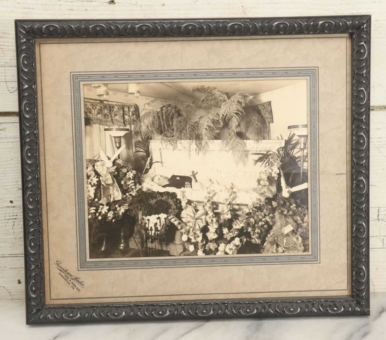 Lot 041 - Antique Boarded Photo Of A Man's Funeral, Professionally Framed