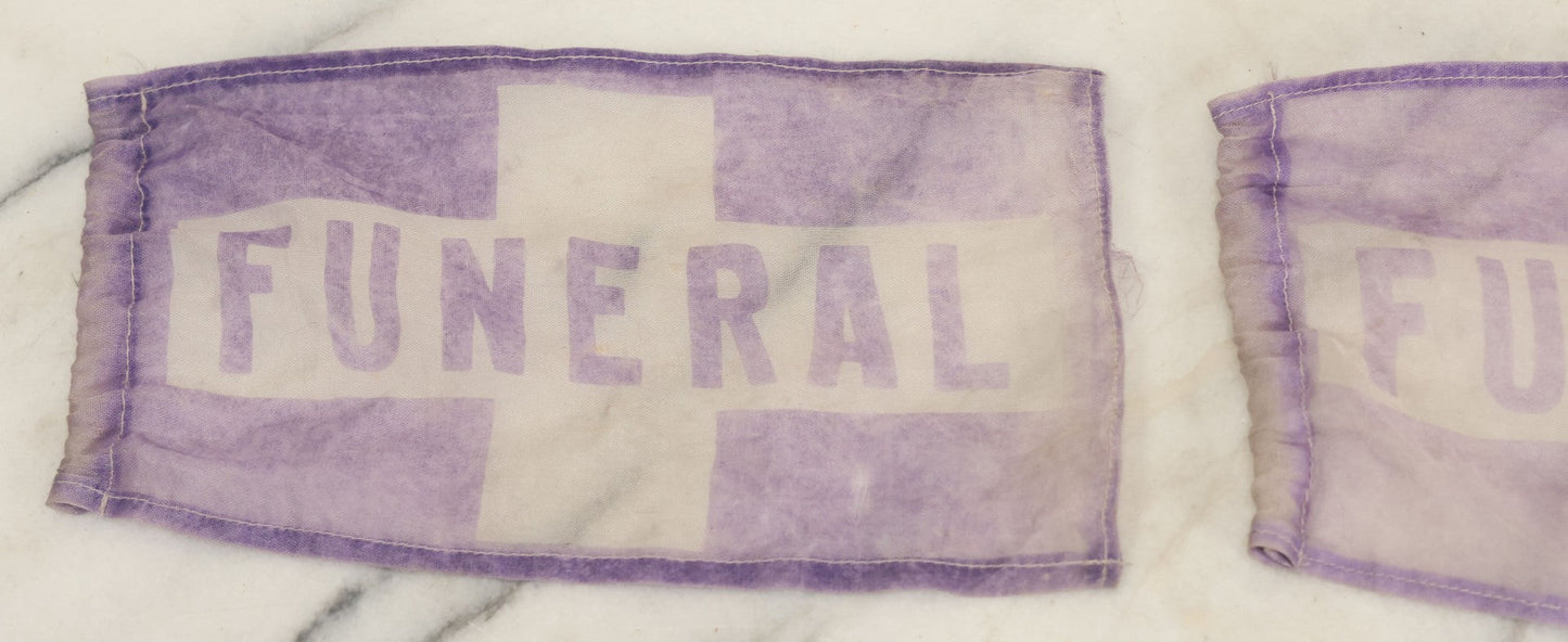Lot 042 - Grouping Of Eight Vintage Purple Funeral Automobile Car Flags