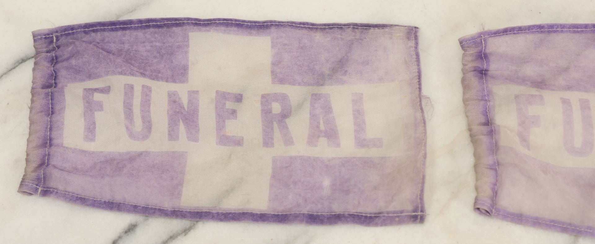 Lot 042 - Grouping Of Eight Vintage Purple Funeral Automobile Car Flags