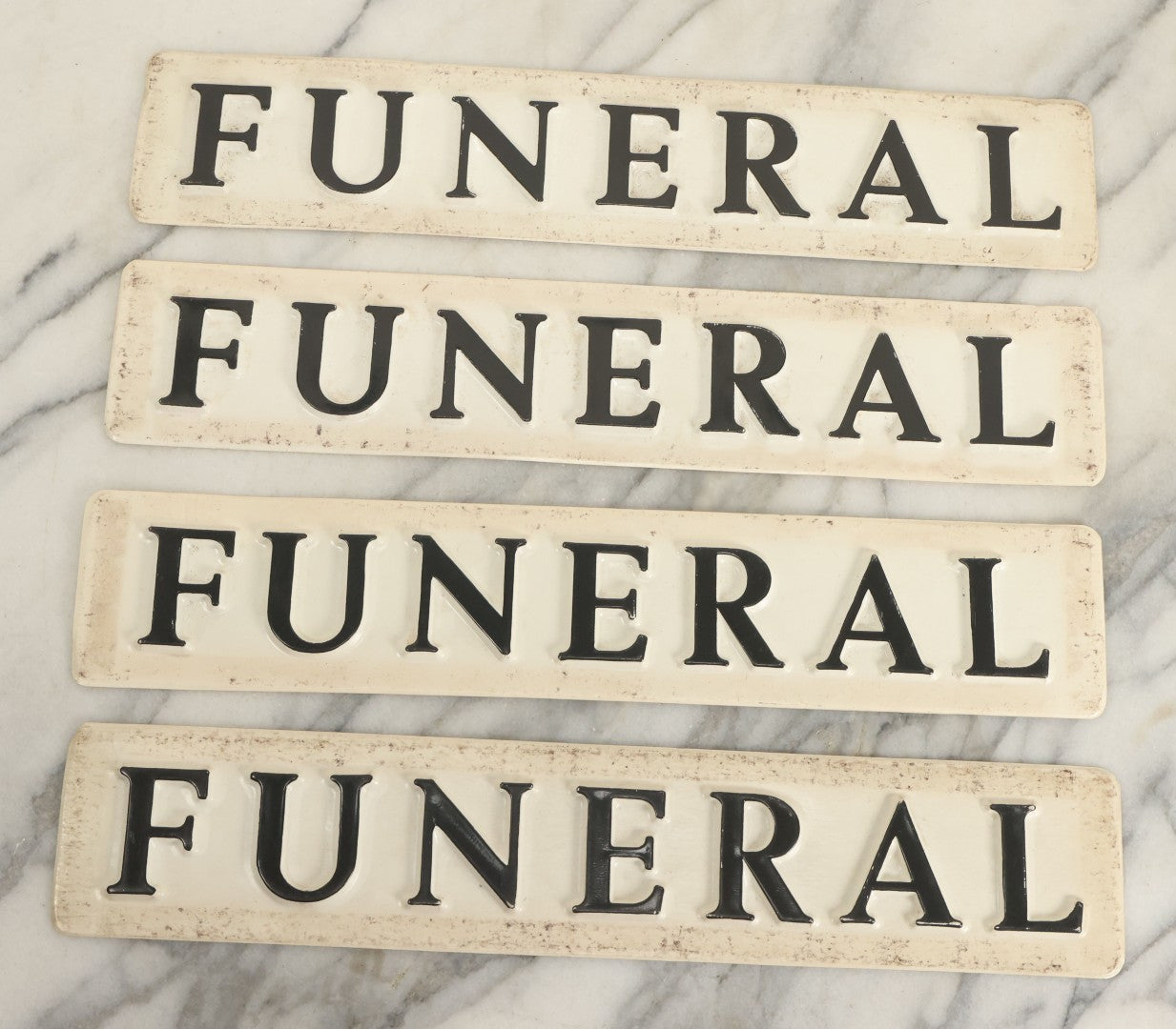 Lot 045 - Grouping Of Four Vintage Plastic Funeral Home Procession Automobile Car Magnets