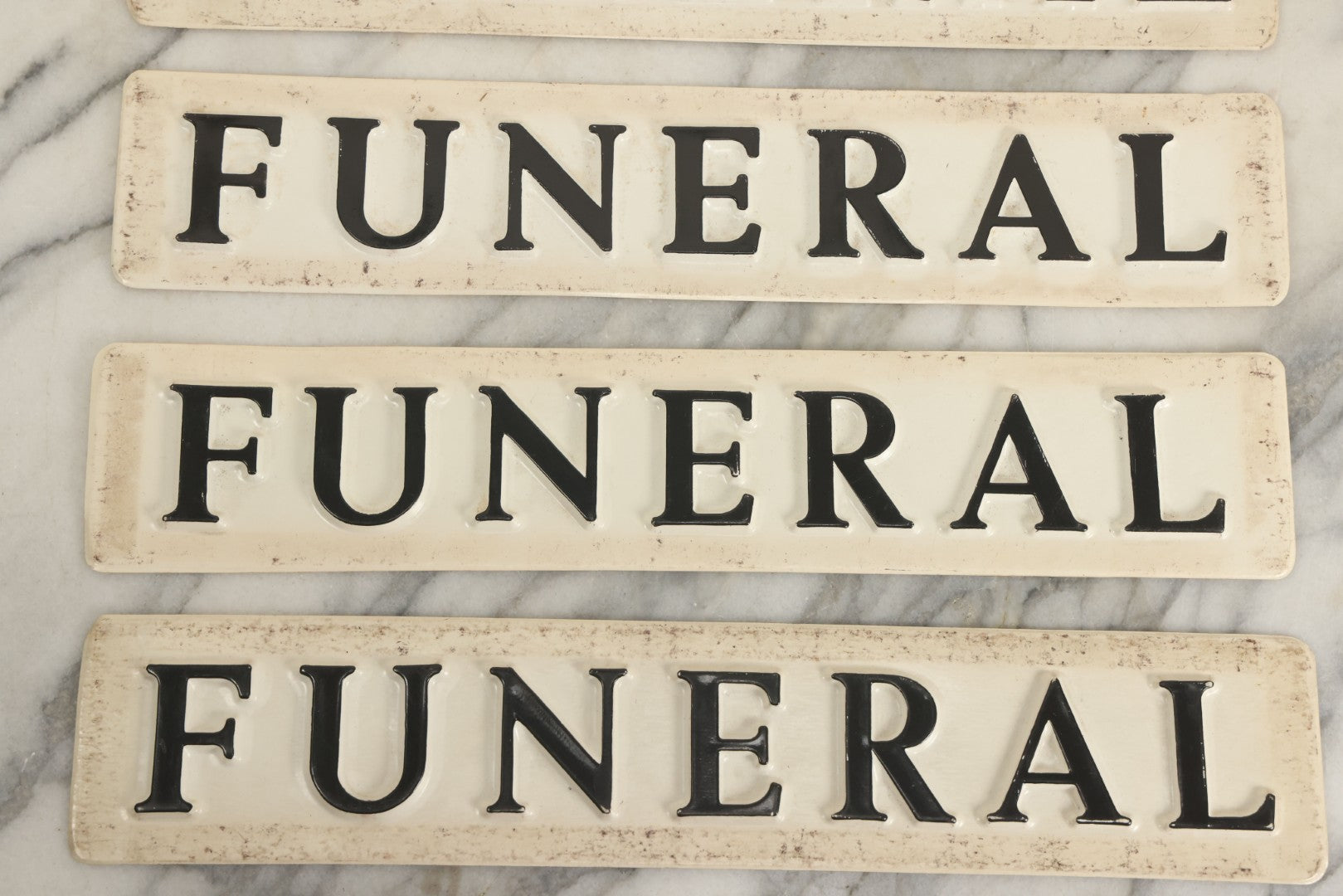 Lot 045 - Grouping Of Four Vintage Plastic Funeral Home Procession Automobile Car Magnets