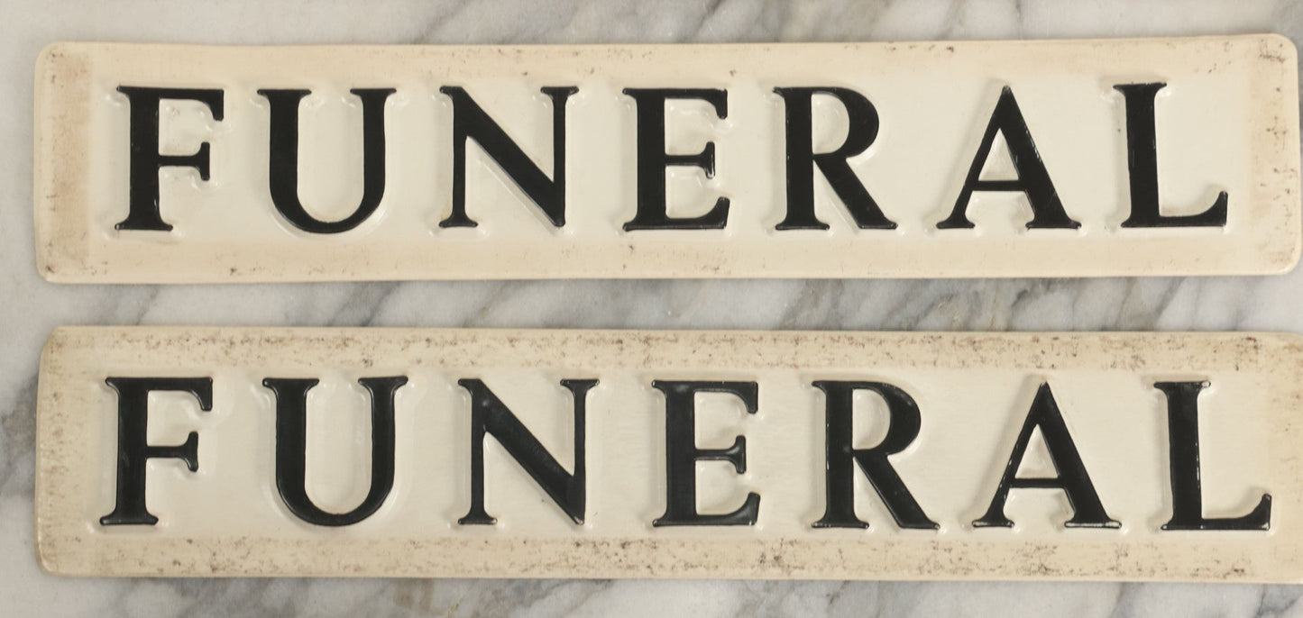 Lot 045 - Grouping Of Four Vintage Plastic Funeral Home Procession Automobile Car Magnets