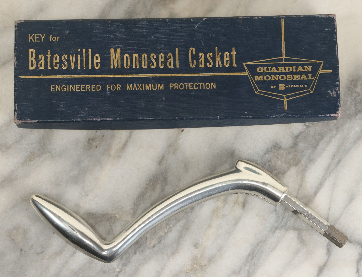Lot 051 - Vintage Key For Batesville Monoseal Casket In Original Box, Manufactured By Batesville Casket Company, Inc., Batesville, Indiana