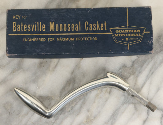 Lot 051 - Vintage Key For Batesville Monoseal Casket In Original Box, Manufactured By Batesville Casket Company, Inc., Batesville, Indiana